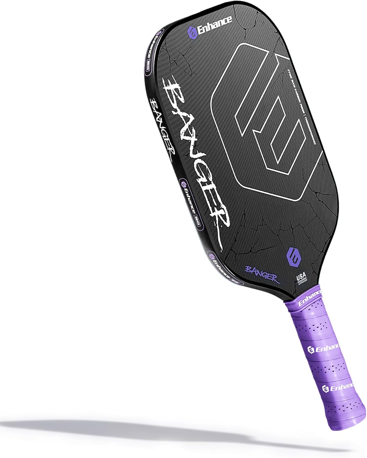 Enhance Pickleball Banger Pickleball Paddle, Best Paddle for Power & Hand Speed, Carbon Fiber Racket w/Foam-Infused Handle & Edgeless Design for Faster Hands, Beginner Pickleball Paddle