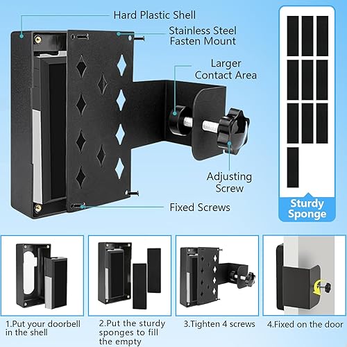 Miniatura 5 de Soporte de timbre de video antirrobo para timbre de puerta sin taladro, soporte de montaje para cámara compatible con timbre Ring Doorbell 433