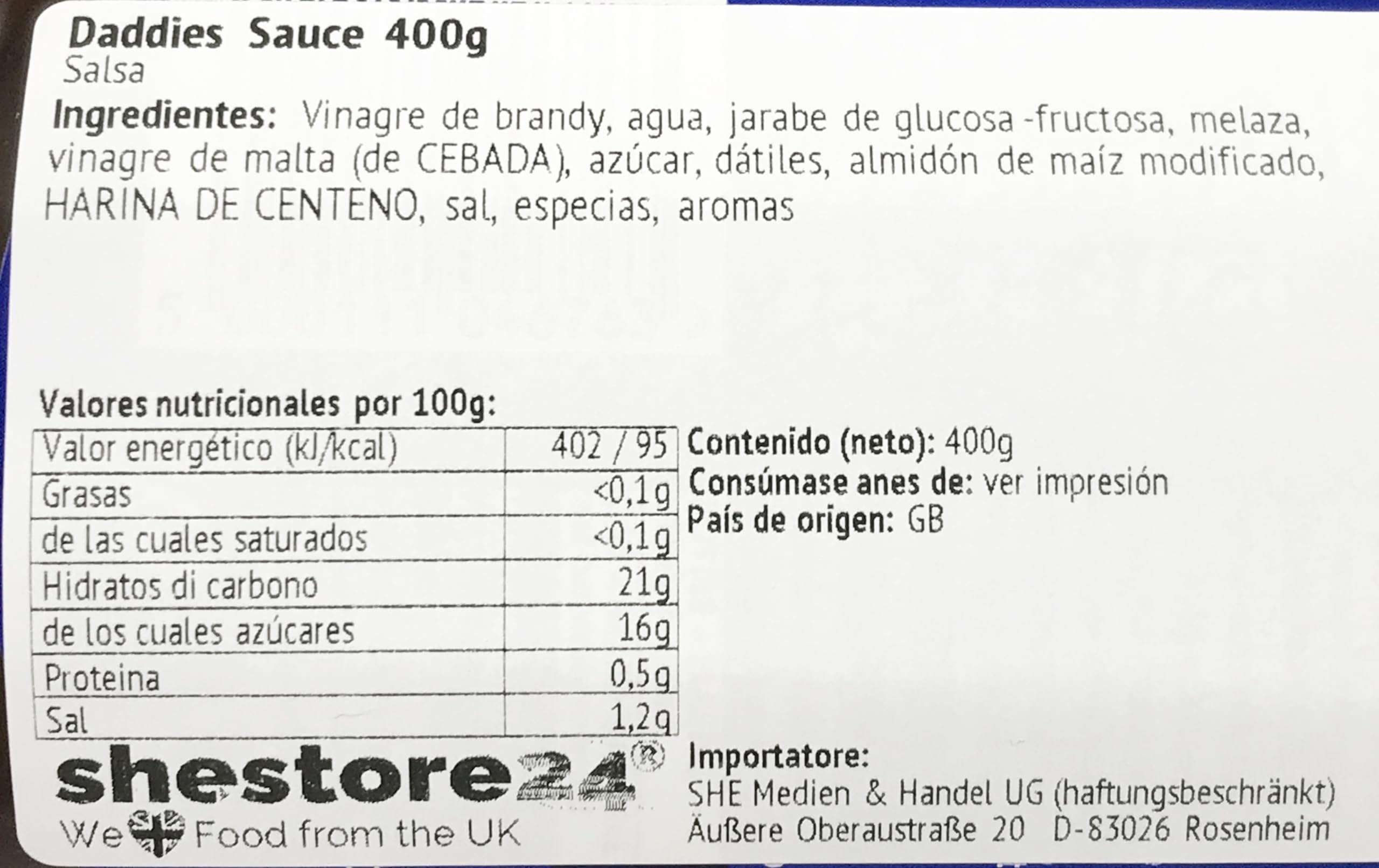 Daddies sauce 400g – importado de Shestore24