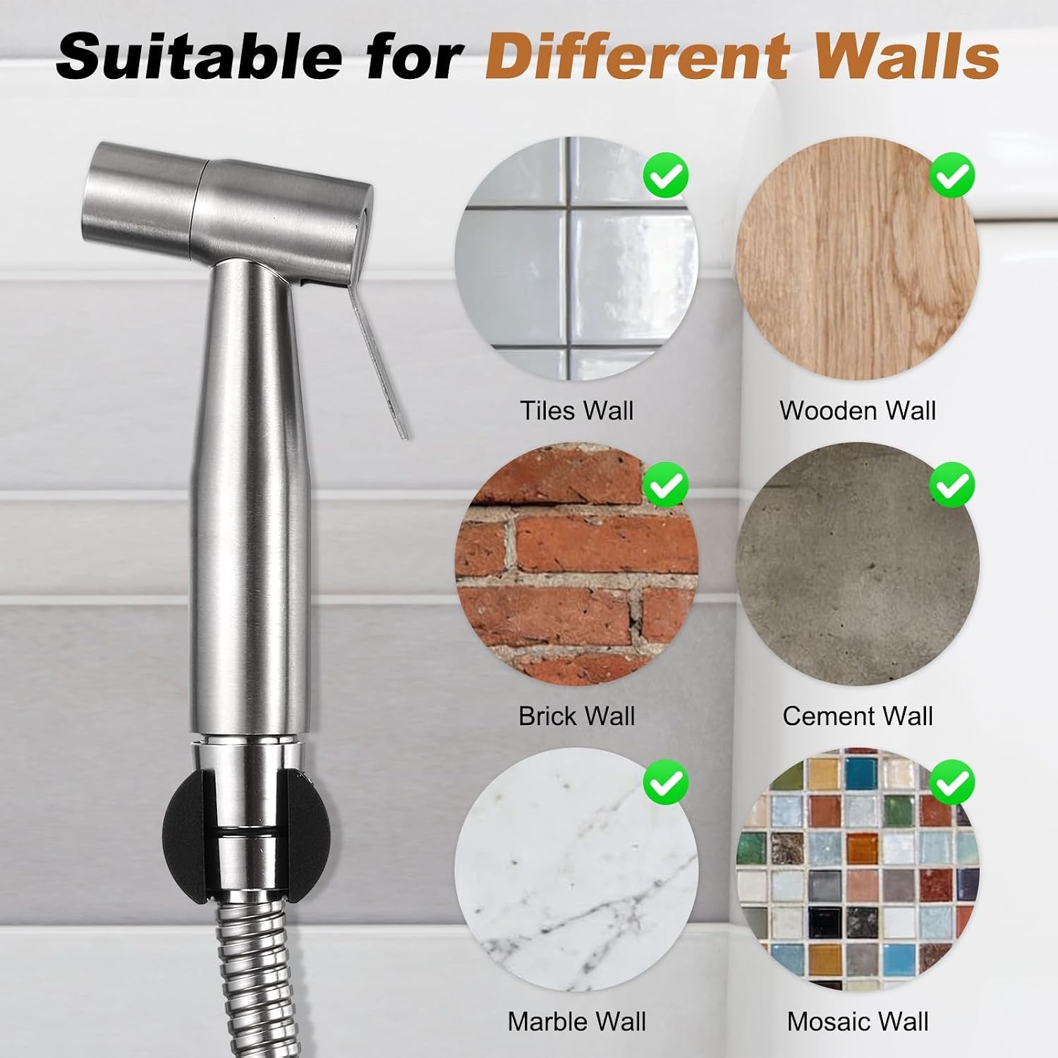 PATIKIL Handheld Toilet Bidet Sprayer, 304 Stainless Steel Toilet Sprayer with Bidet Hose, Adjustable Water Pressure Control for Women Wash Diapers Washing, Brushed Gold