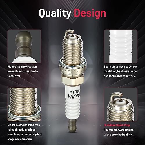 Miniatura 4 de BDFHYK Juego de 4 bujías de iridio compatibles con Honda Civic, compatible con Volkswagen Passat Golf Jetta Scirocco 1.6L 1.8L 2.0L L4 Reemplazo de