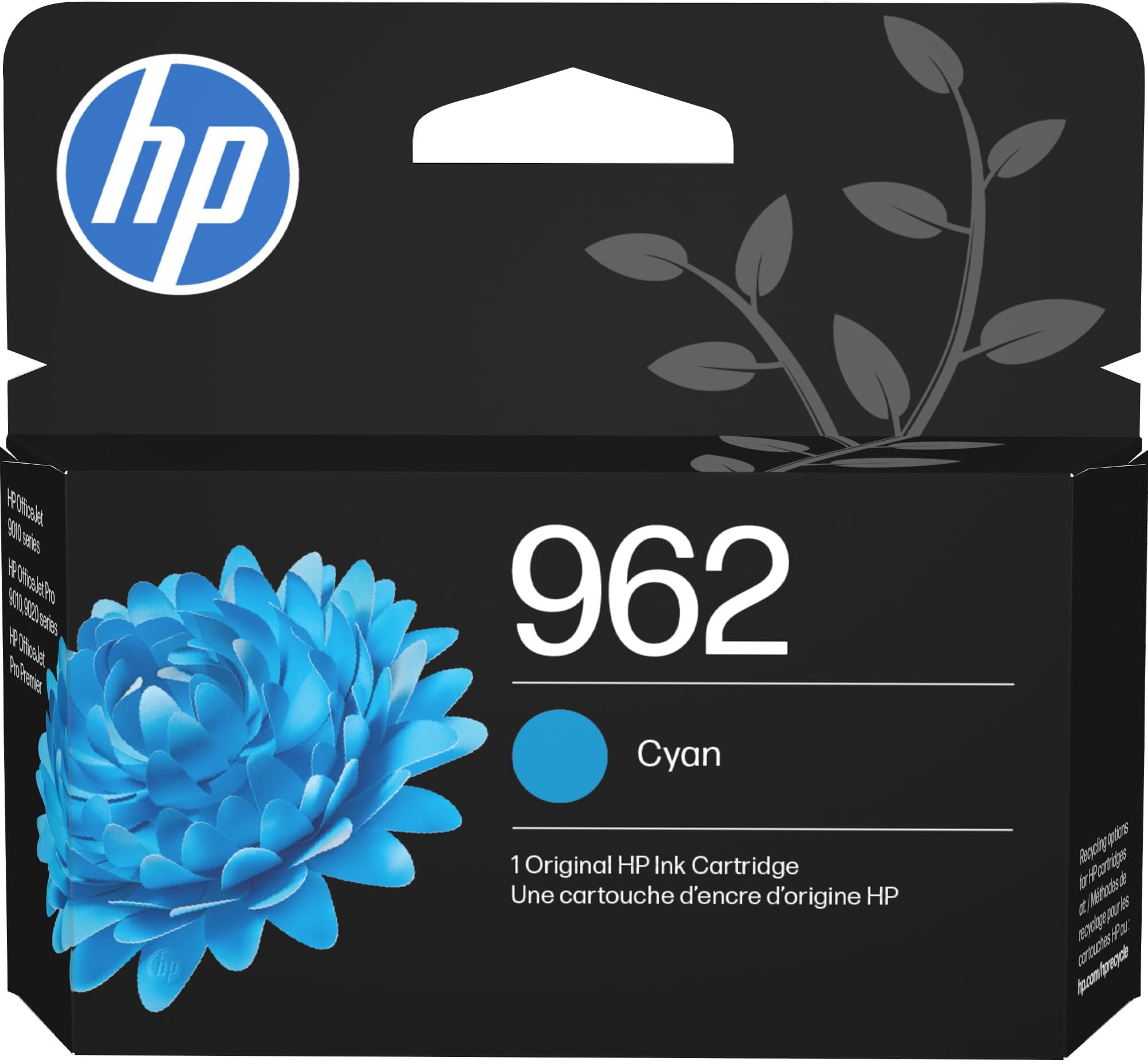 HP 962 Cyan Ink Cartridge | Works with OfficeJet 9010, Pro 9010, 9020 | Eligible for Instant Ink | 3HZ96AN