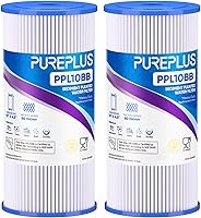 Vista 1 de PUREPLUS 50 Micron 10" x 4.5" Extra Coarse Pleated Sediment Filter for Well Water, Replacement Cartridge for GE FXHSC, Culligan R50-BBSA, Pentek