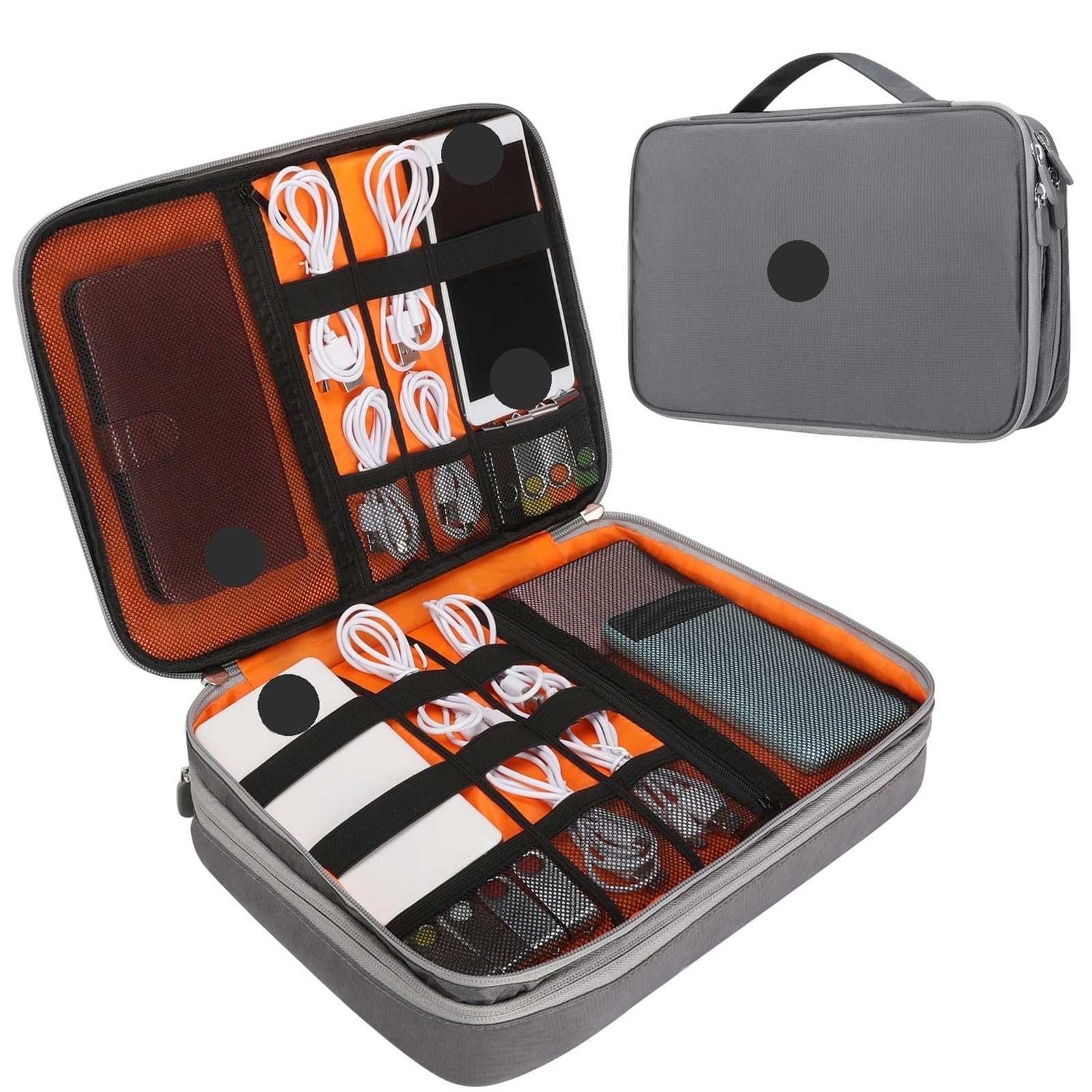 Borsa Organizer per Cavi Custodia Multiuso/organizzatore for Accessori elettronici da Viaggio da 2 Pezzi, for Power Bank, Disco Rigido, Caricabatterie per Cavo, Caricatore(XL Grey)