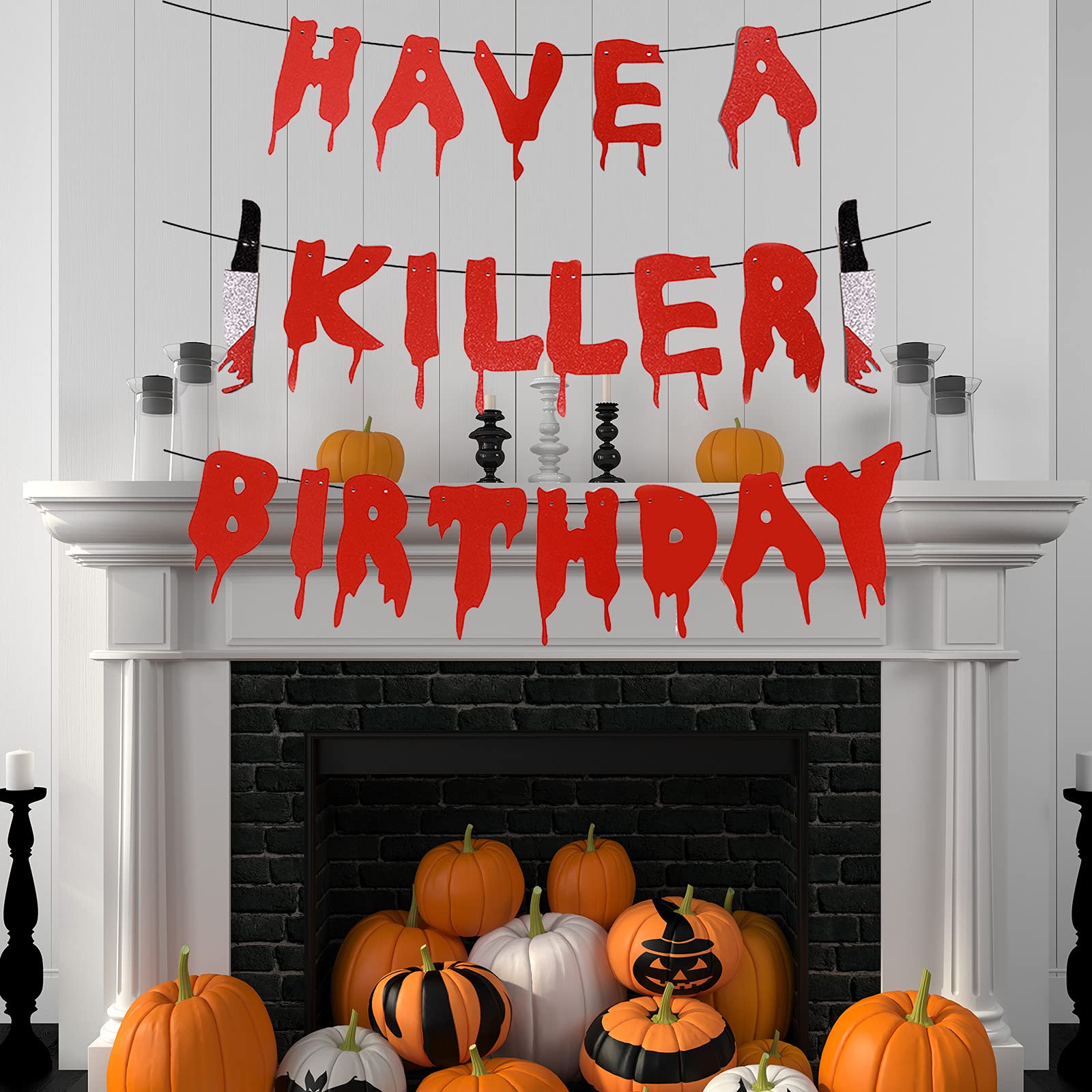Banderole Anniversaire 'Have A Killer' - Déco Halloween, Thème Horreur - Couteaux Sanglants, 3 Mètres - 14
