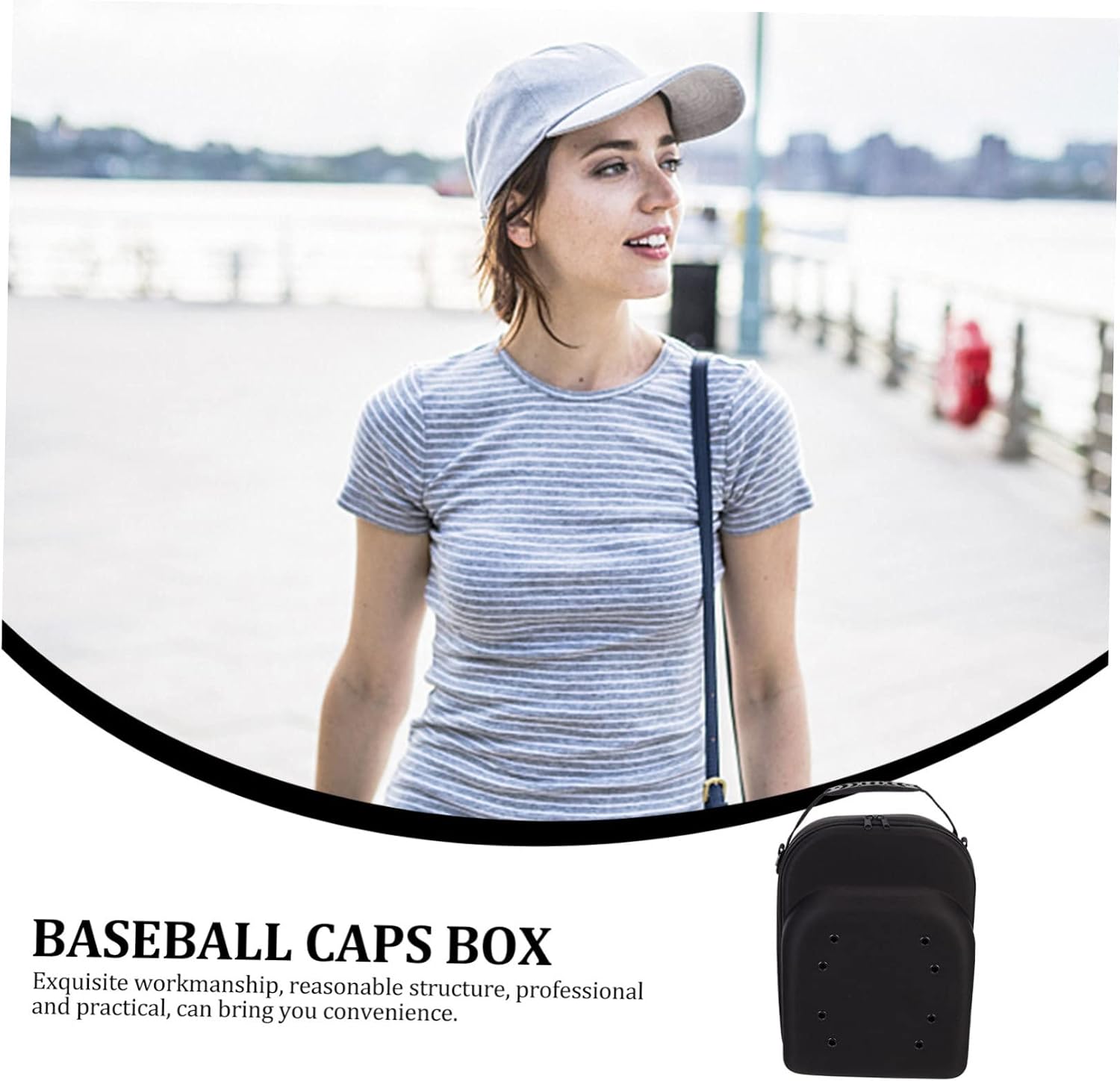 VICASKY Travel Hat Case Hard Eva Protective Box for Baseball Caps and Lightweight with Smooth Zipper for Travel and Storage Collision and Drop Design Black
