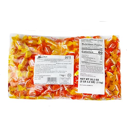 Miniatura 2 de Sperlari "Spicchi" - Bolsa de caramelos duros de naranja cítrico y limón a granel, dulces italianos envueltos individualmente, bolsa de 2.2 libras