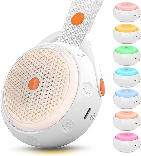 110-220V Ruido Branco Aparelho, Aparelho Ruido Branco com Alça para Pendurar, White Noise com Função de Temporização e Bateria com Duração de 24 Horas, 12 Modos de Suspensão, luz noturna