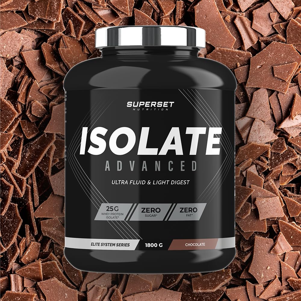 Superset Nutrition - Zero Isolate Advanced (1,8kg) - Whey Isolate - 25g de protéines par portion - 0 sucre, 0 graisse - Teneur réduite en lactose - Ultra-filtrée, enrichie en L-Glutamine - Chocolat