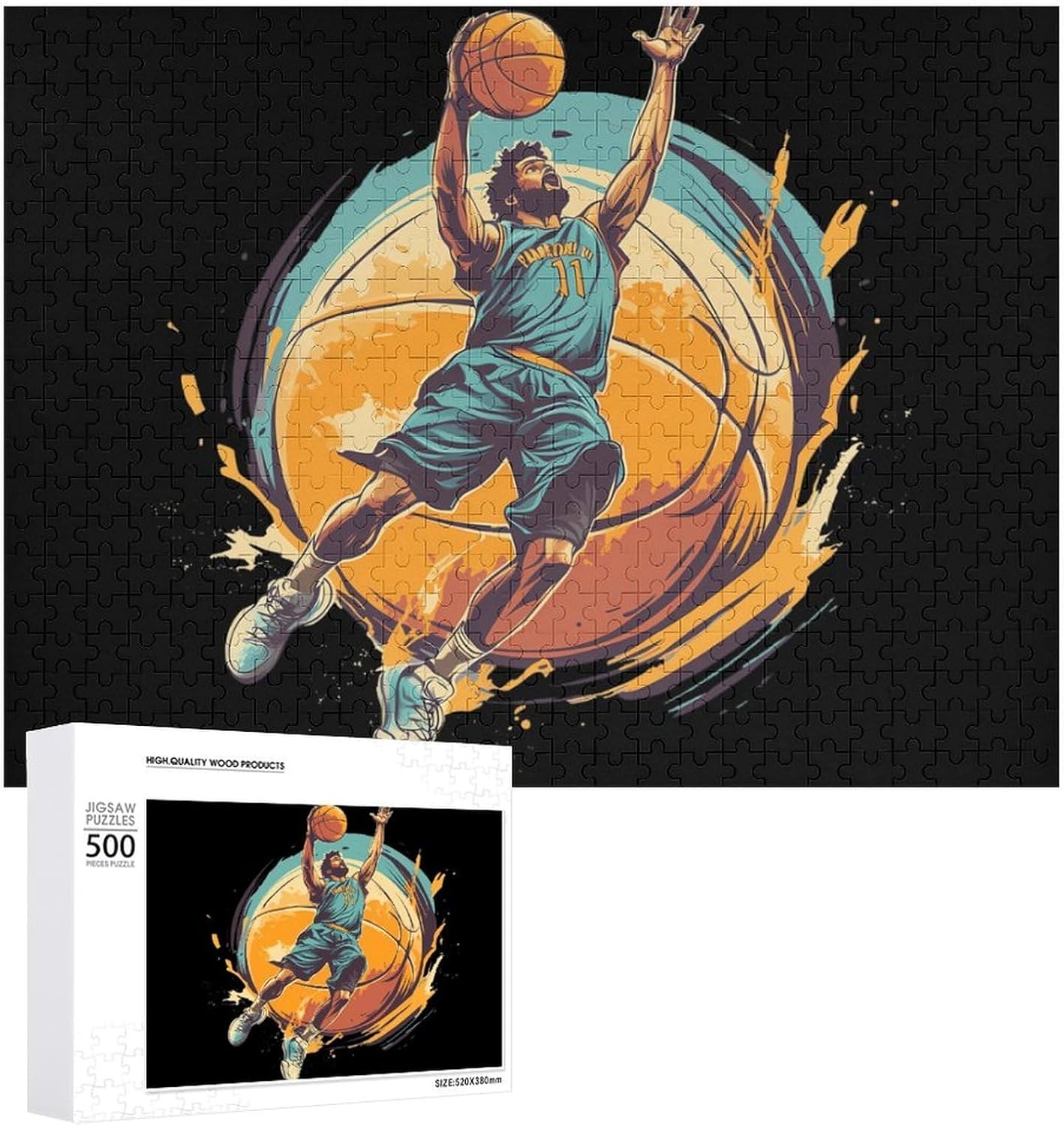 Cool Basketball Player Wood Puzzle Challenging Jigsaw Puzzles for Women Men