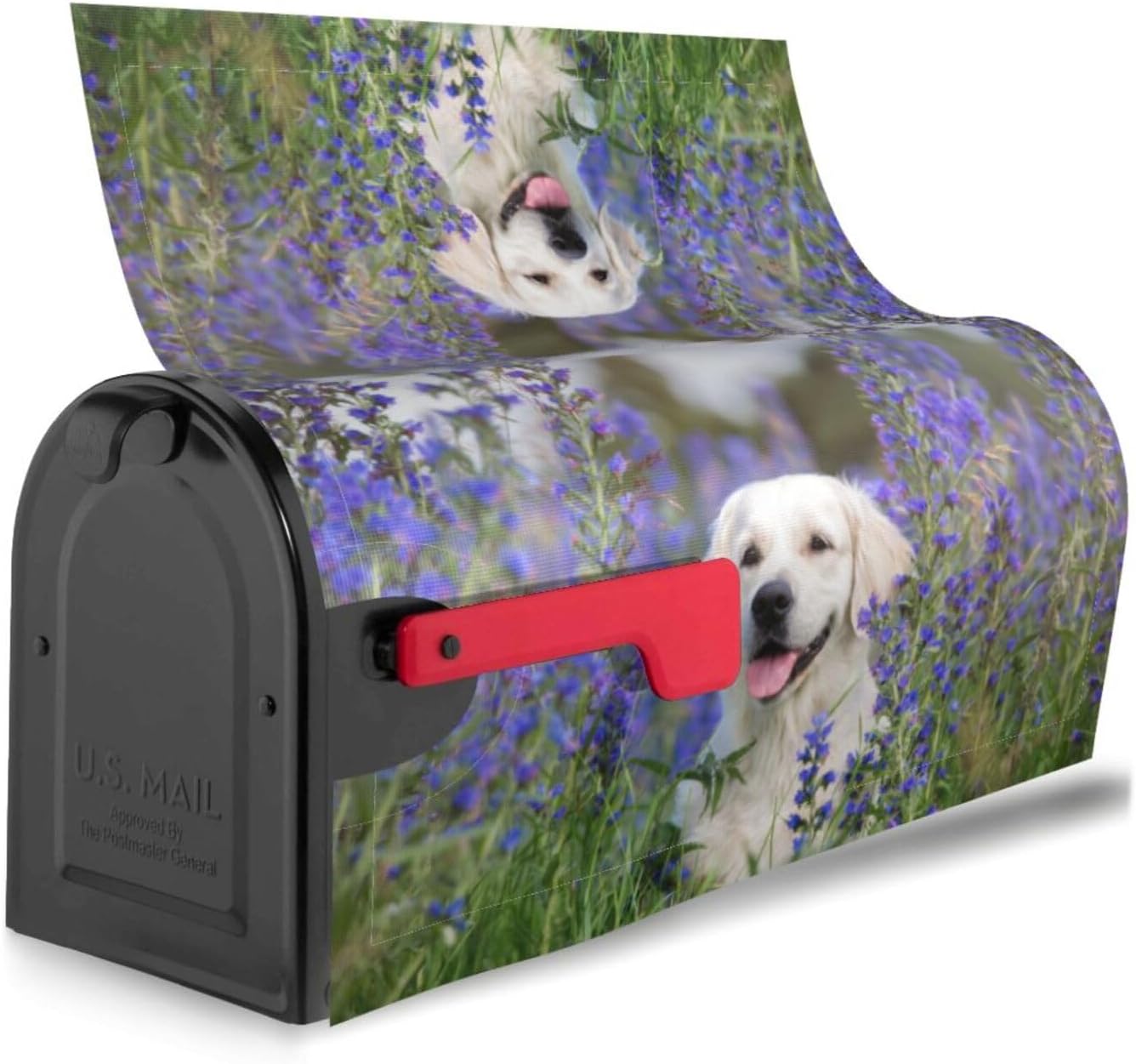 Foruidea Golden Retriever Dog Flower Mailbox Covers Magnetic Mailbox Wraps Post Letter Box Cover Standard Oversize 21 X 18 MailWrap Garden Home Decor
