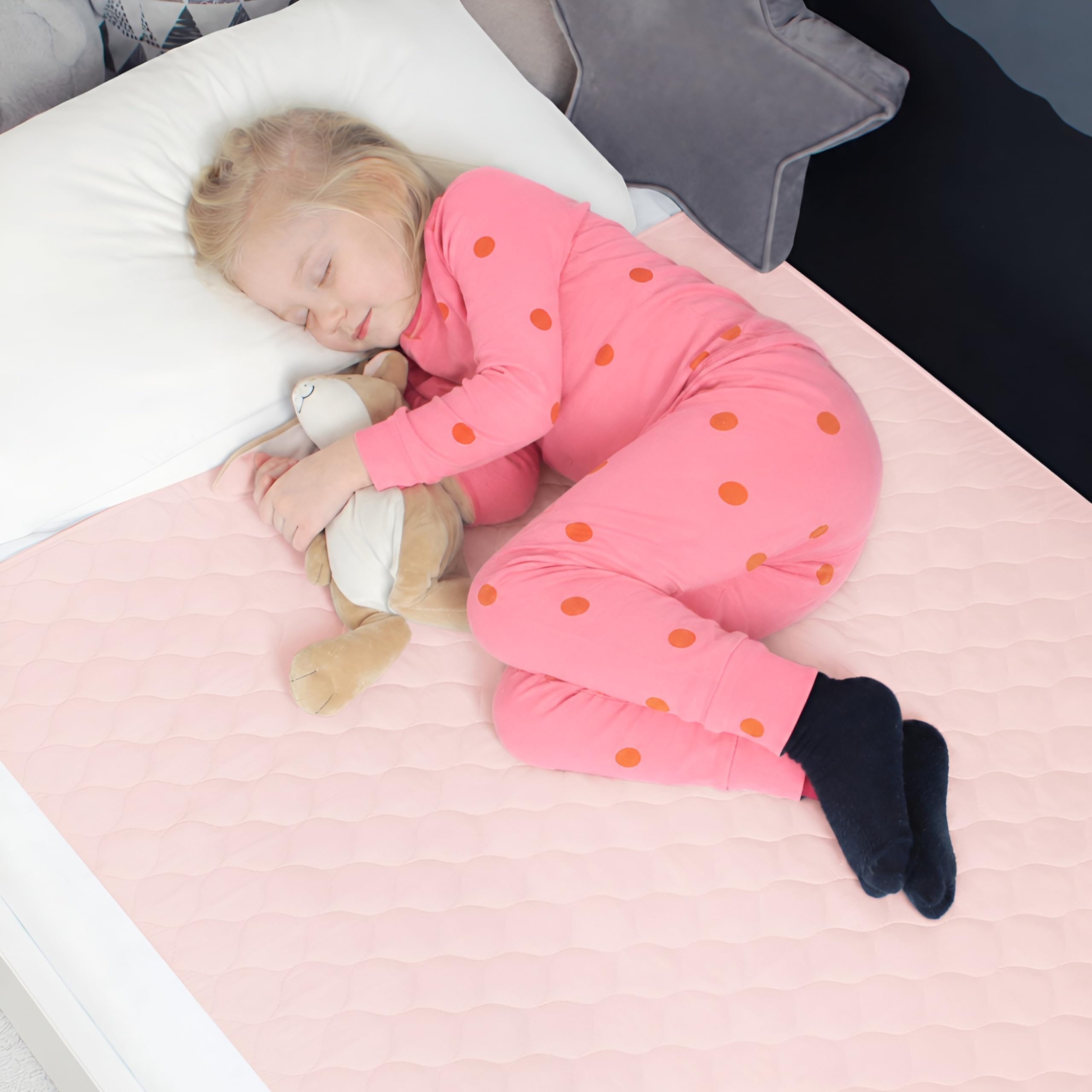 Hygge Sheets® Pink Bamboo Organic Potty Training Bed Pads Washable | 100% Waterproof | 2Pack | Bed Wetting Sheets for Single, Toddler Beds | Non Slip Easy to Change at Night | UK Brand