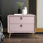 Bedside Table, Light Luxury Bedside Table, Modern Simple Leather High-end Solid Wood, Home Bedroom Bedside, Storage Cabinet, Nightstand(Dark Green,50 * 40 * 47cm)