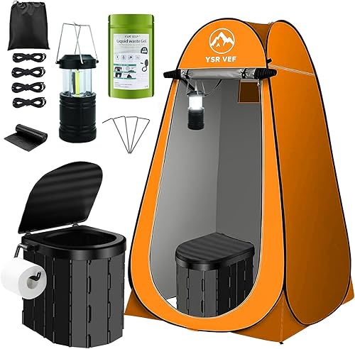 Miniatura 11 de Portable Toilet Kit, Camping Toilet with Pop-Up Privacy Tent and Poo Gel Toilet Bags, Washable Portable Outdoor Showers Changing Rooms