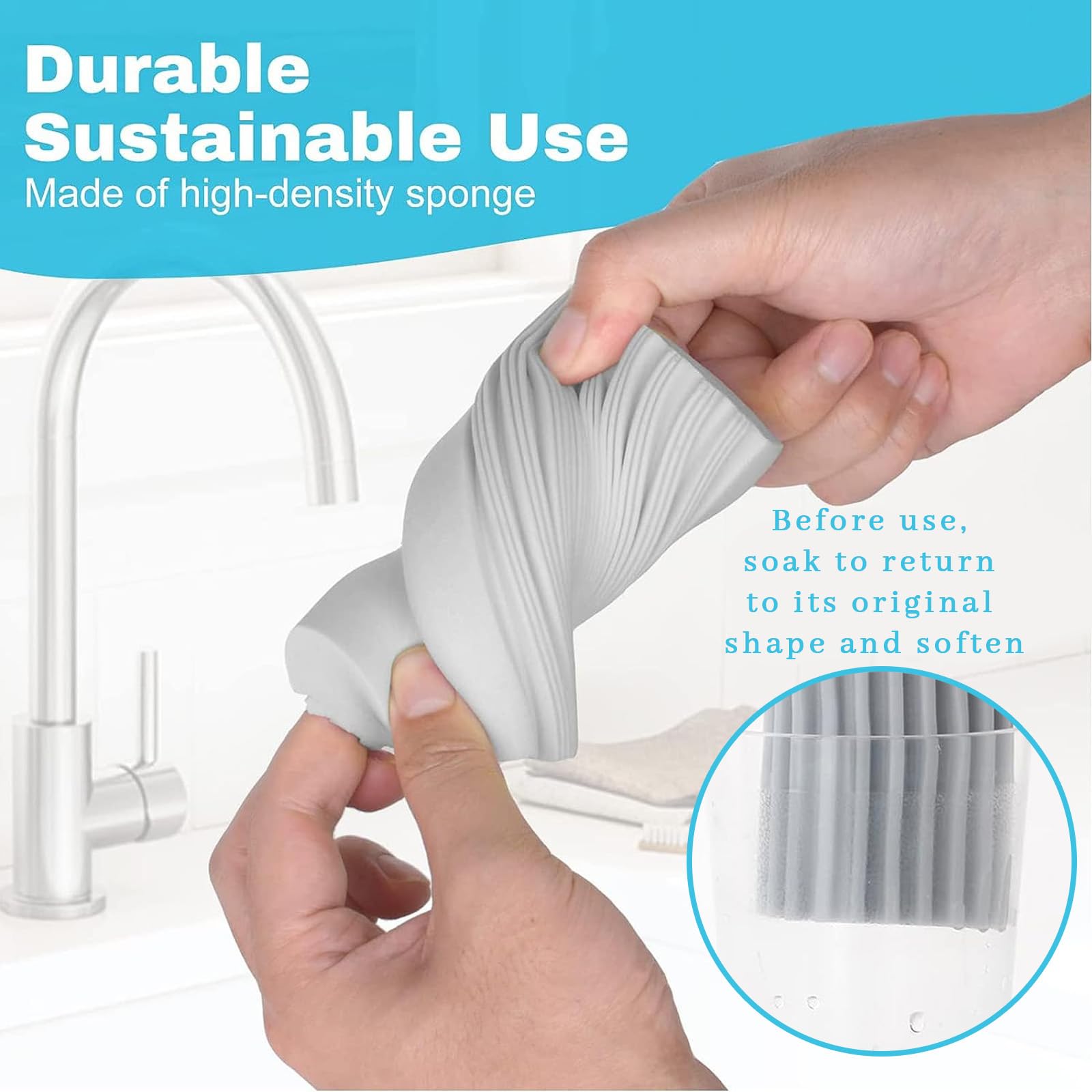 4 esponjas de limpieza versátiles y prácticas, con fuerte absorción de agua, reutilizables y duraderas, ideales para persianas, cristales, espejos y mucho más (gris)