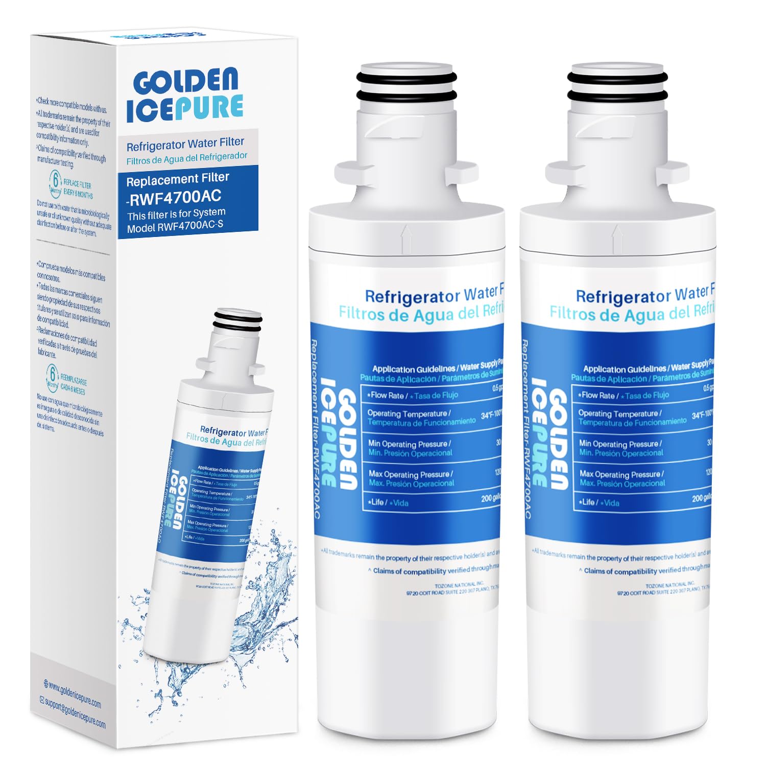 ADQ74793501 Replacement for LT1000P, ADQ74793502, LMXS28626D, LMXS30796S, LFXS28566M Water Filter 469980, ZWFL7-RF300, FL-RF46, RWF1053, AQF-LT1000P 2PACK