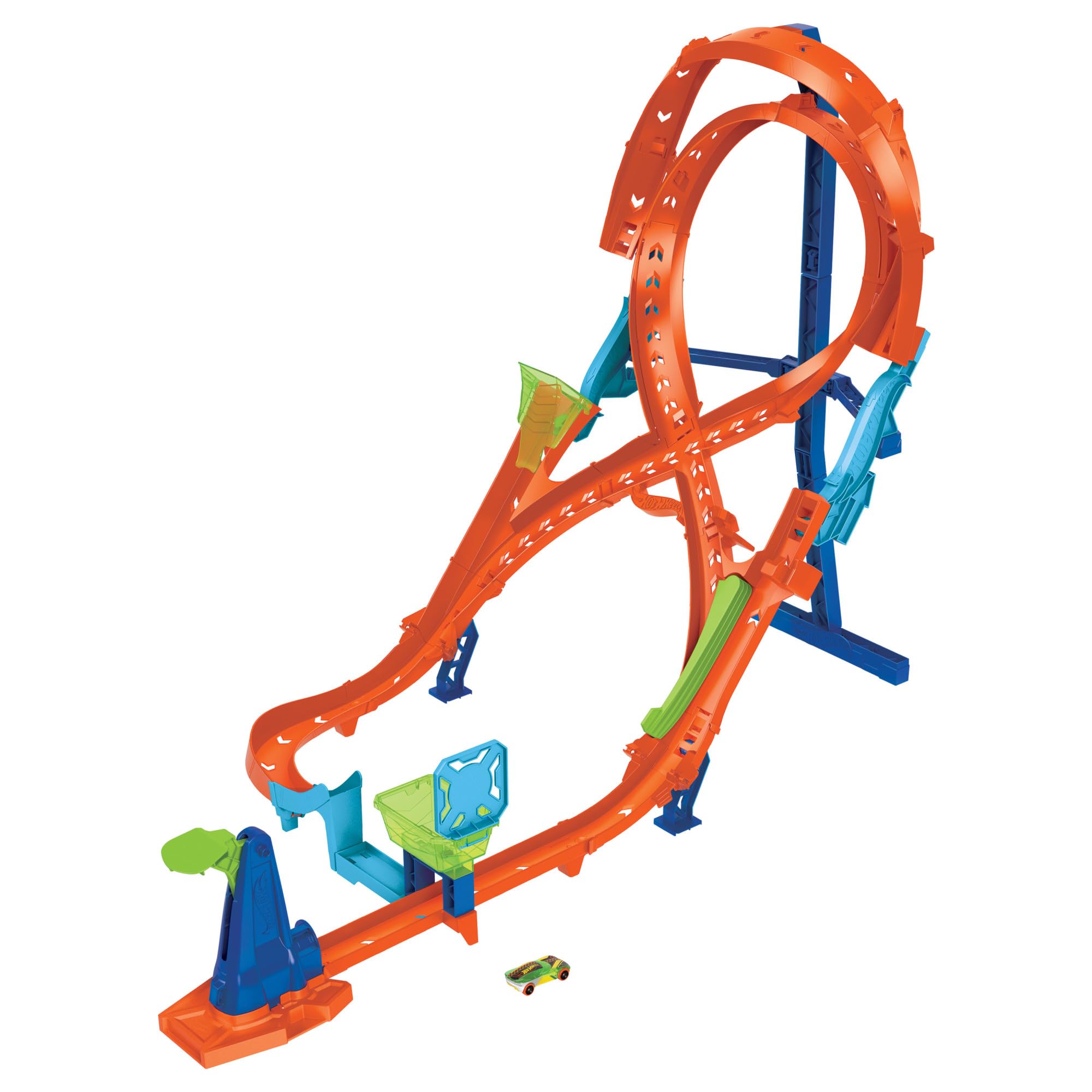Hot Wheels Coffret Cascade Grand Huit (60Cm Hauteur) Courses Et Cascades, avec 2 Pistes, 1 Voiture Pliable, Jouet Enfant, Dès 4 Ans, HMB15