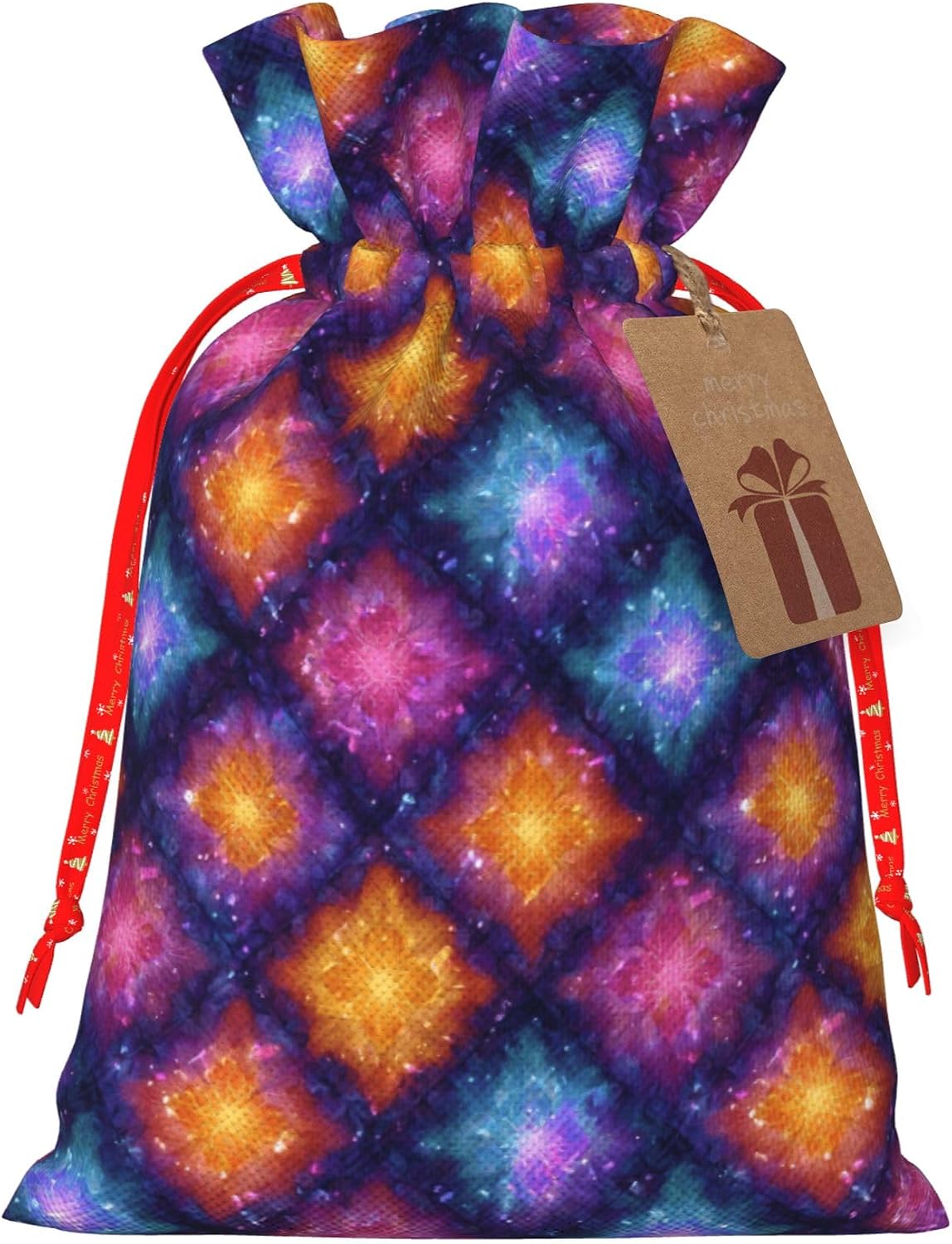 Hekroxu Gift Bag Reusable Wrapping Bag For Holiday Party,Colorful Tie Dye Stained Glass (2)