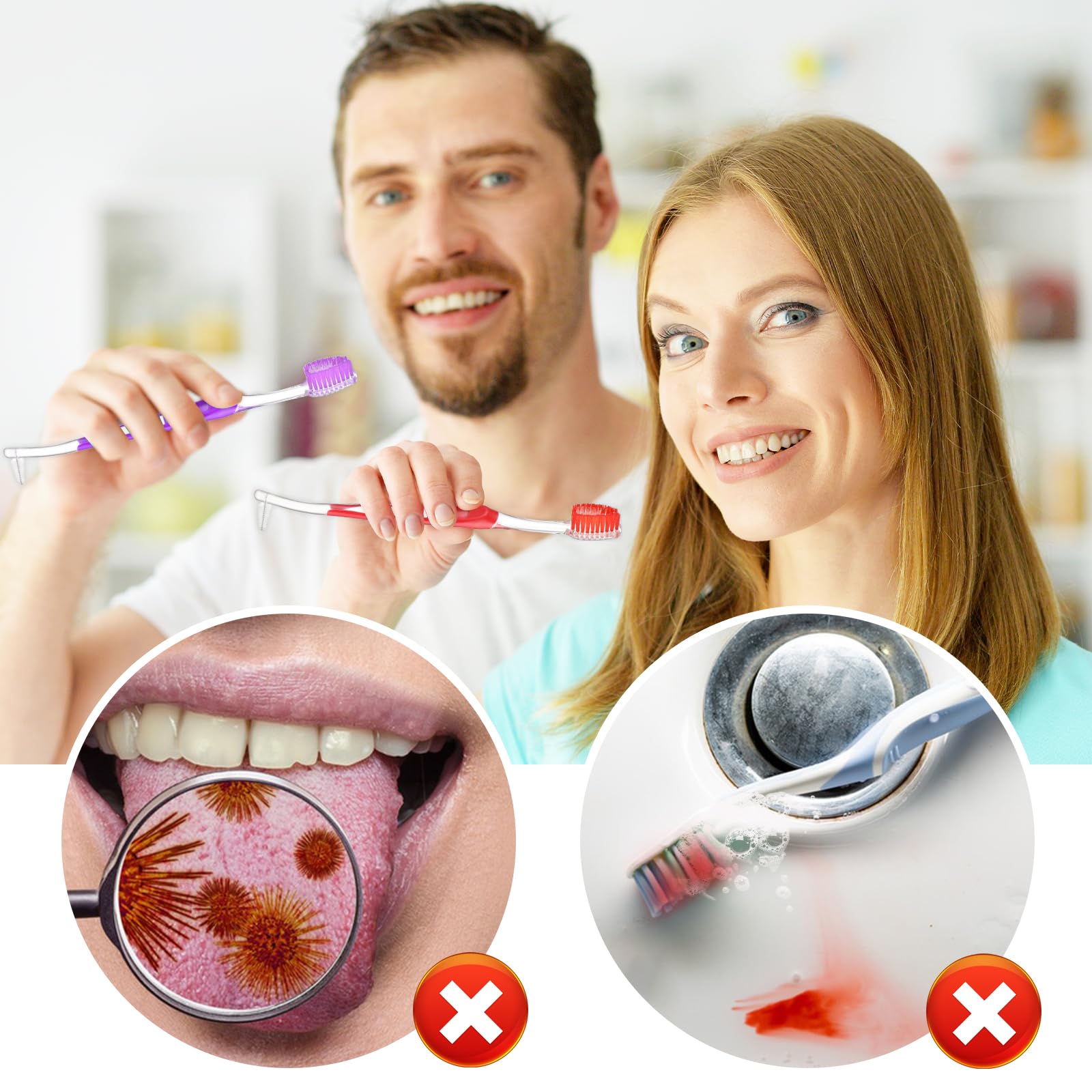Tyqour Paquete de 4 cepillos para dientes con cabeza interproximal, cepillo de dientes de ortodoncia para aparatos ortopédicos, cerdas suaves de doble extremo para limpieza de dientes Ortho Brace