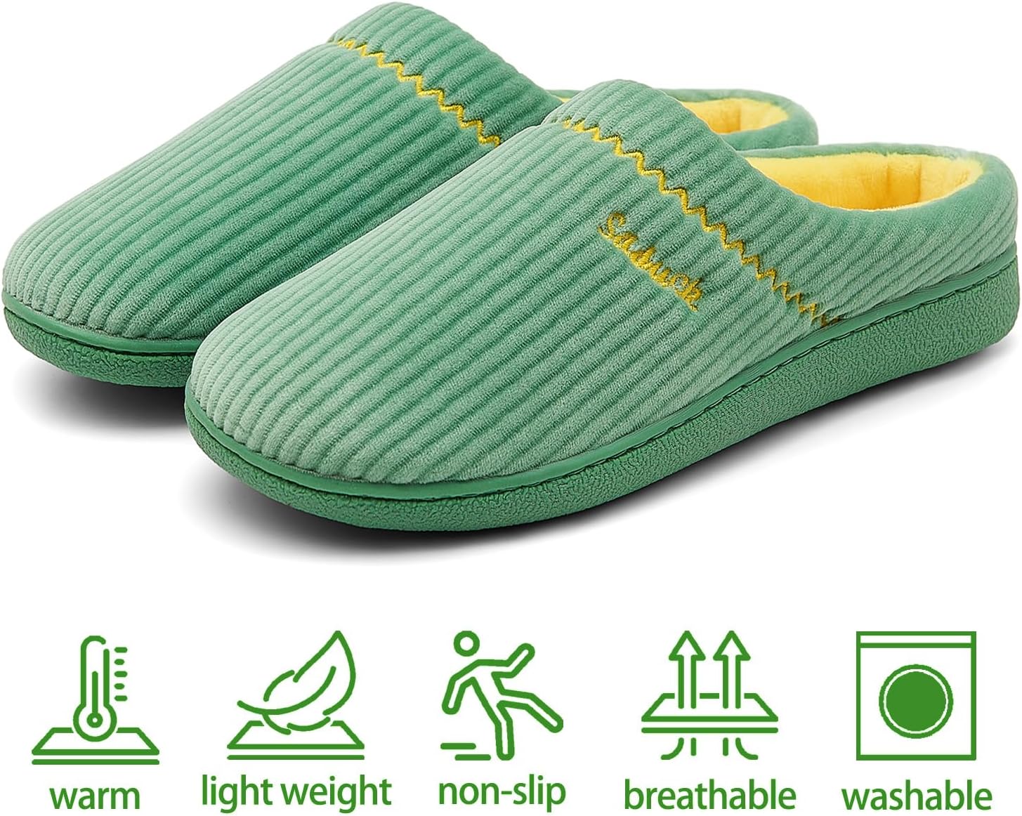 House Slippers for Women with Arch Support | Memory Foam Non-Slip, Two Tone Embroidered Soft Home Slippers, All Season Comfort - Image 2