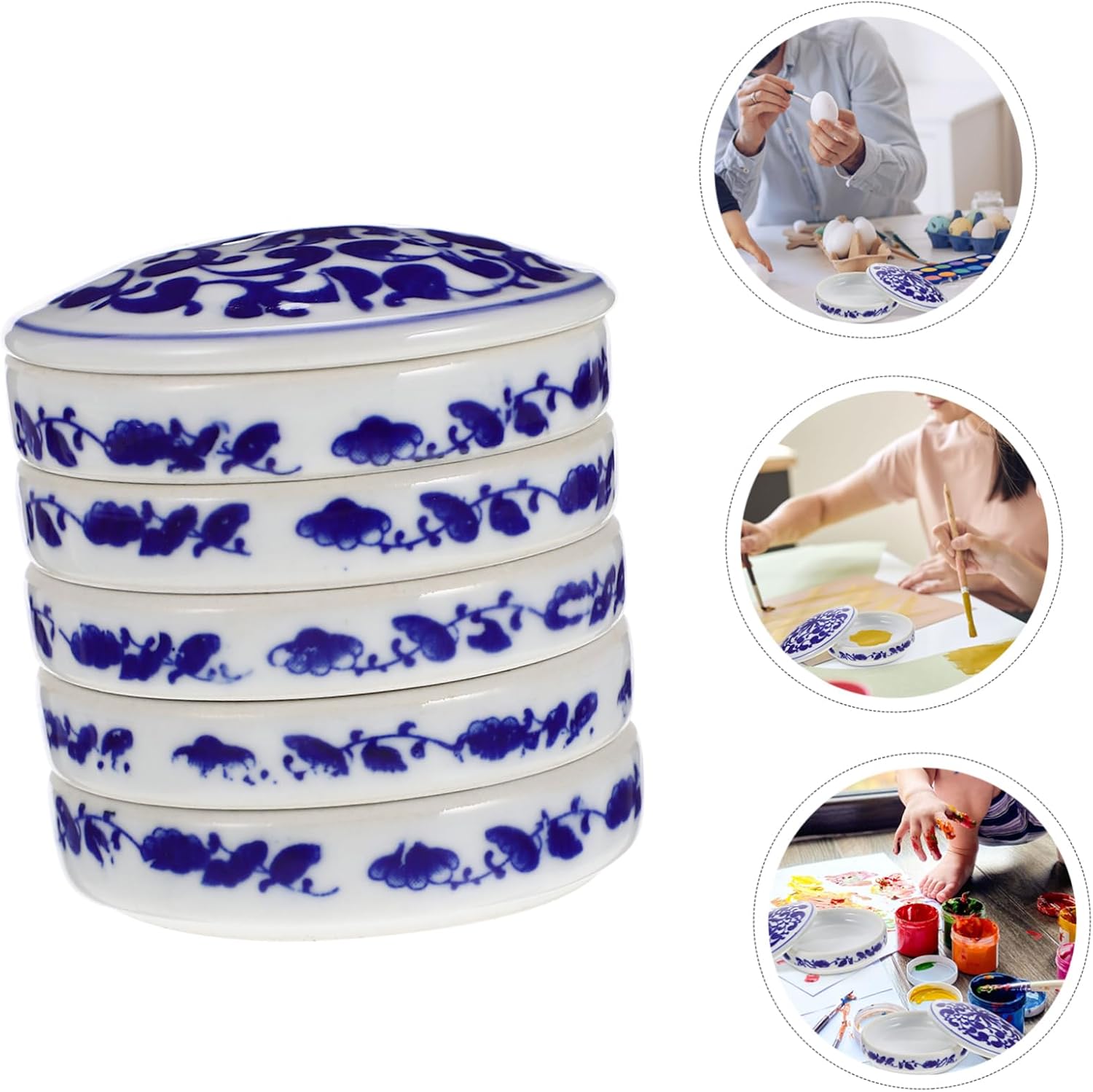 Porcelain Watercolor Supplies of Ceramic Painting Trays Pigment Holders for Skill Levels