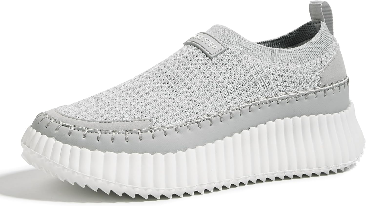 LUCKY STEP Platform Sneakers for Women Slip on Knit Chunky Fashion Casual Retro Braided Tennis Lightweight Walking Shoes