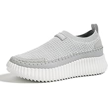 LUCKY STEP Platform Sneakers for Women Slip on Knit Chunky Fashion Casual Retro Braided Tennis Lightweight Walking Shoes