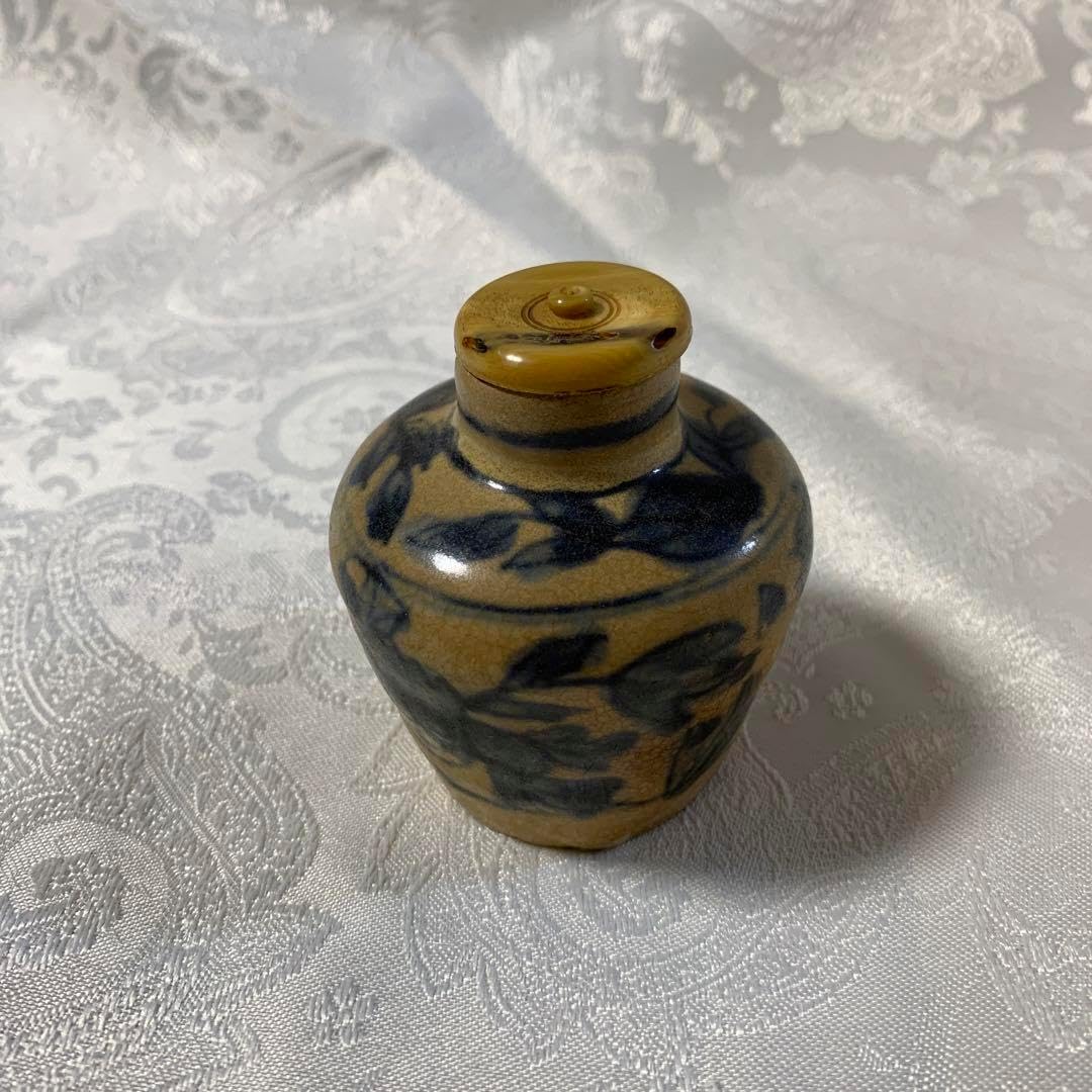 茶道具アンティーク安南染付 茶入 明骨董品 茶道具アンティーク安南染