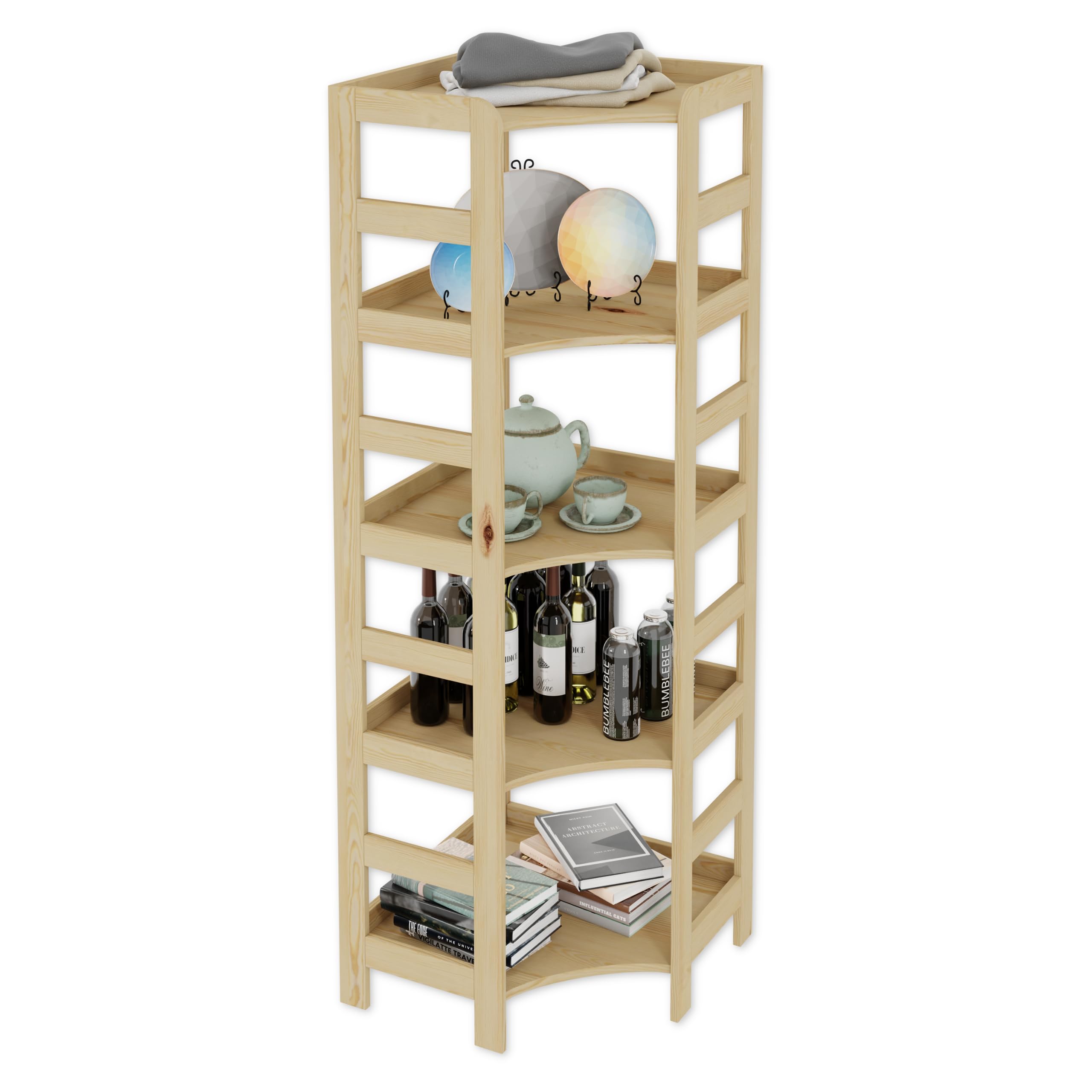 Arredamento Beige BAKAJI Libreria Bassa Scaffale 5 Ripiani in Legno