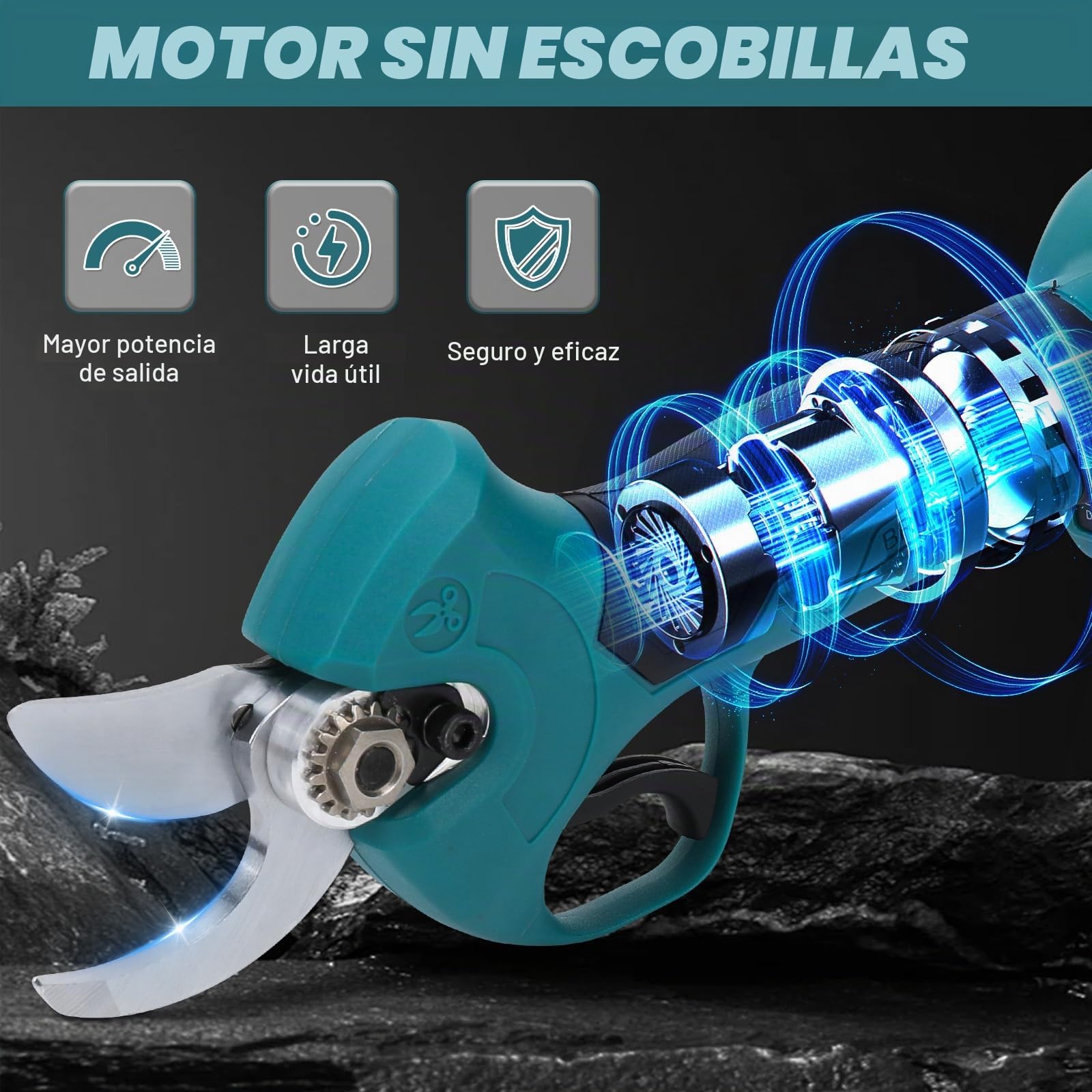 Tijeras de Podar Inalámbricas Compatibles con Makita 18V, Diámetro de Corte Máximo 45 mm, Motor sin Escobillas 1500 W, Cuchillas SK5, Tijeras de Podar Eléctricas para Jardines y Árboles (Dos baterías)