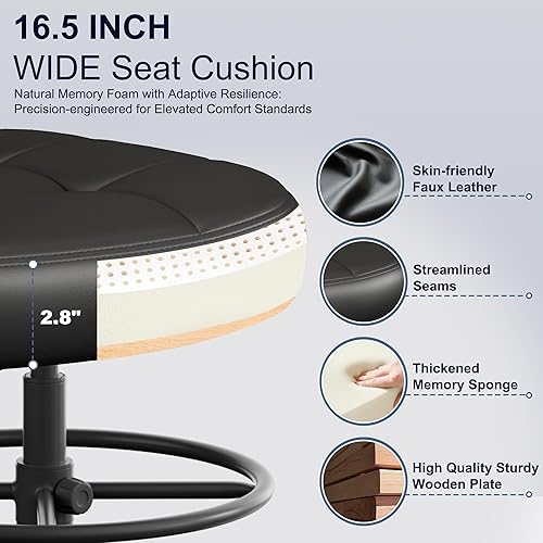 Miniatura 6 de Misolant Silla de dibujo sin brazos, silla de oficina alta con anillo reposapiés para escritorio de pie, pequeña silla de oficina ejecutiva de piel