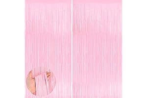 Pastel Pink 2 Pack Metallic Tinsel Foil Fringe Curtains