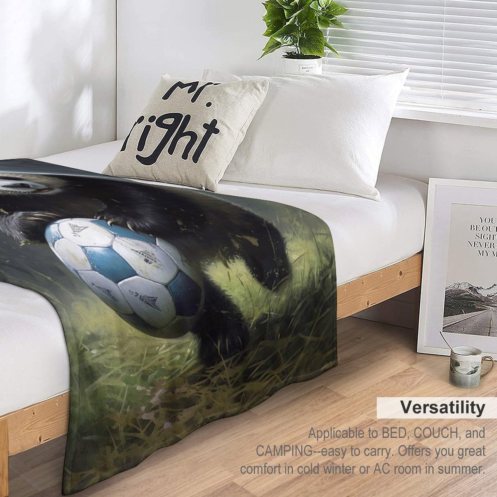 Plaid Couverture De Animal Panda en Flannel Polaire 1 Pièce Moelleux Douce Chaude Facile À Manipuler pour Lit Canapé Chambre Balcon Voyages Bébé Feuteille（180×200cm）