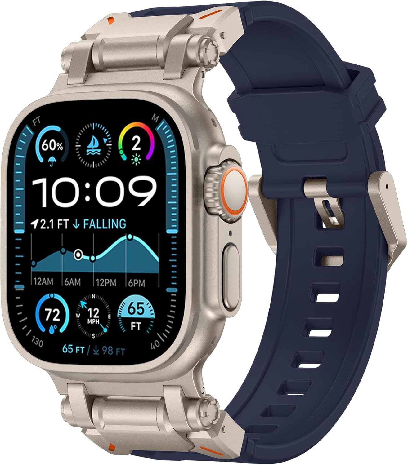 FULLIFE Designed for Apple Watch Band Apple Watch Ultra 3/2/1 49mm for Men, Silicone Rubber Bands with Metal Connector for Apple Watch Series 11/10 46mm, 9/8/7 45mm, SE2/SE 6/5/4 44mm, 3/2/1 42mm