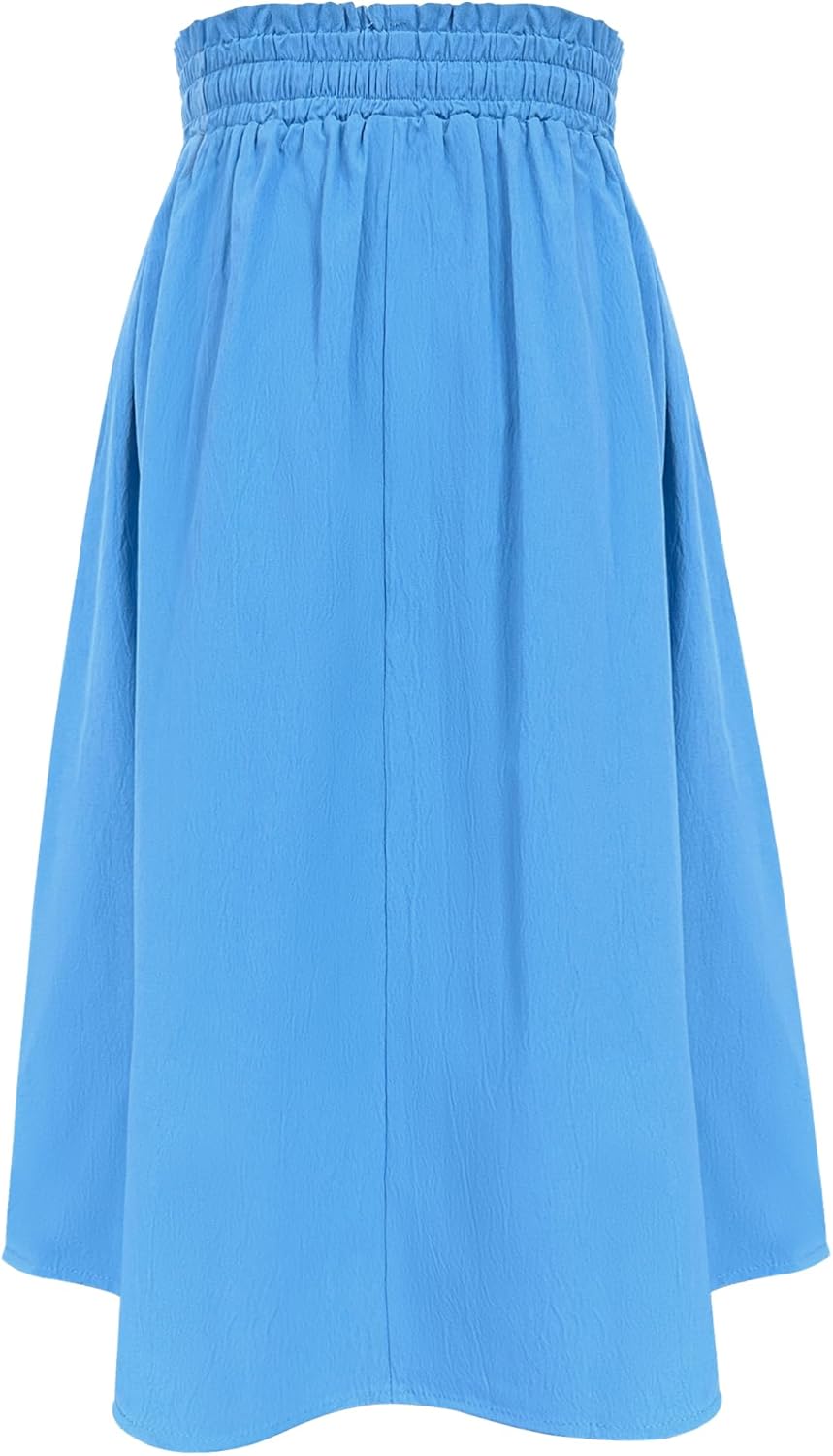 Girls Maxi Skirt Flowy A-Line Skirt Casual Ruffle Hem Skirt High Waist Elastic Skirt with Drawstring and Pockets - Image 8