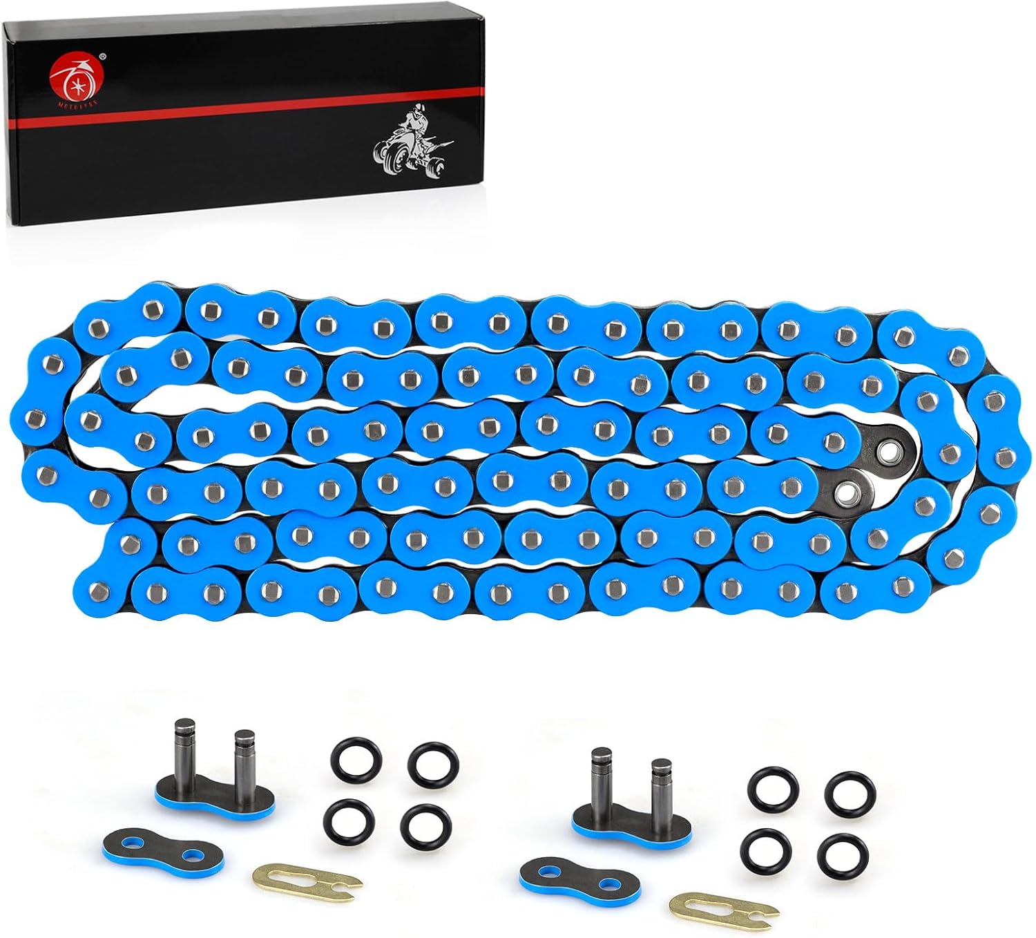 Heavy Duty O-Ring Drive Chain (Blue) Compatible with Yamaha Warrior 350 Raptor 350 700 700R YFZ450 YFZ450R XT250 XT550 YZ100 Outlaw 450 525 QuadRacer LT500R KLT200 KLT250 KE250 KZ200