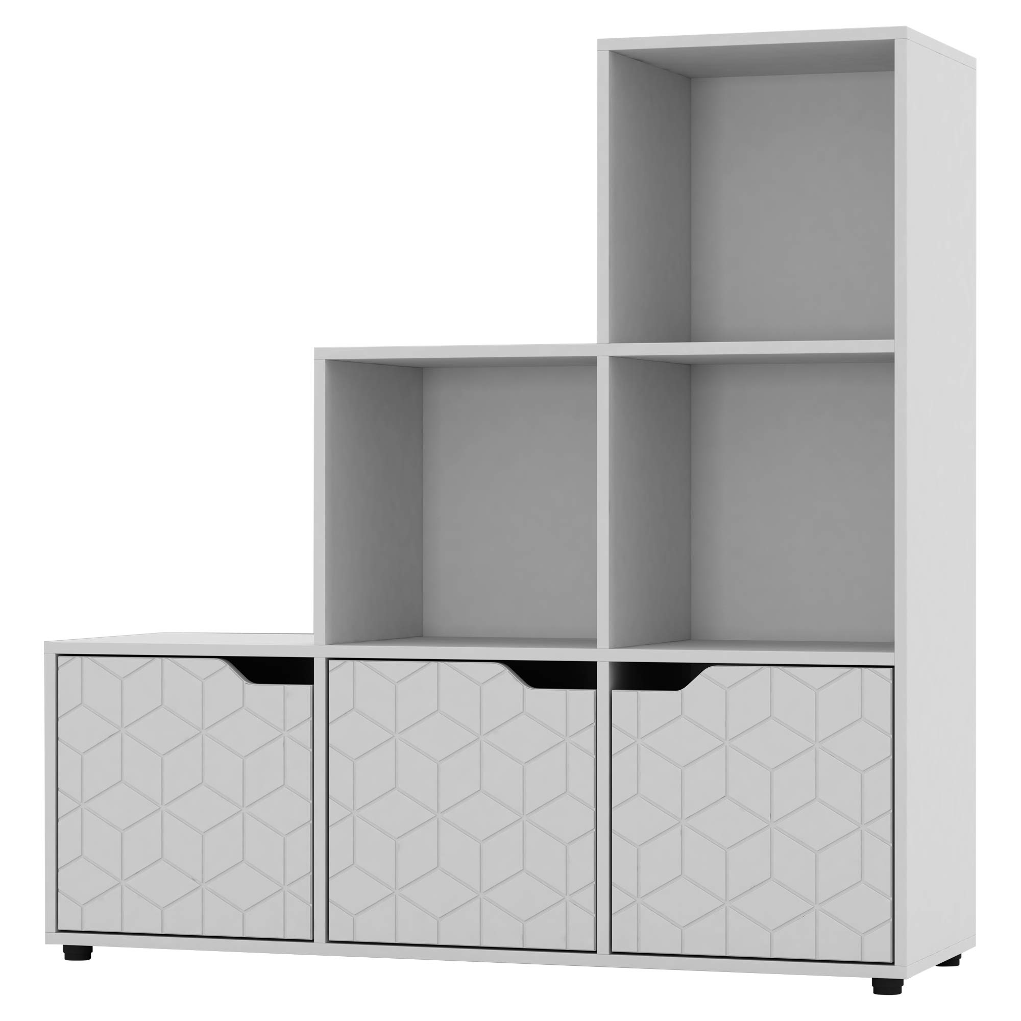 Urbn-Living WhiteWhite6-Cube Step Shelving Unit With Geo Doors from B&Q