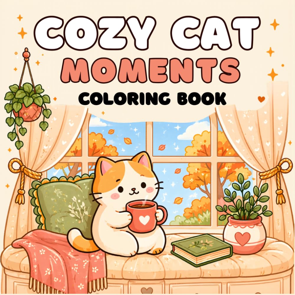 Cozy Cat Moments Coloring Book: Bold and Easy Designs for Adults and Teens Featuring 52 Adorable Everyday Life Scenes with Playful Furry Friends for Relaxation and Creative Fun