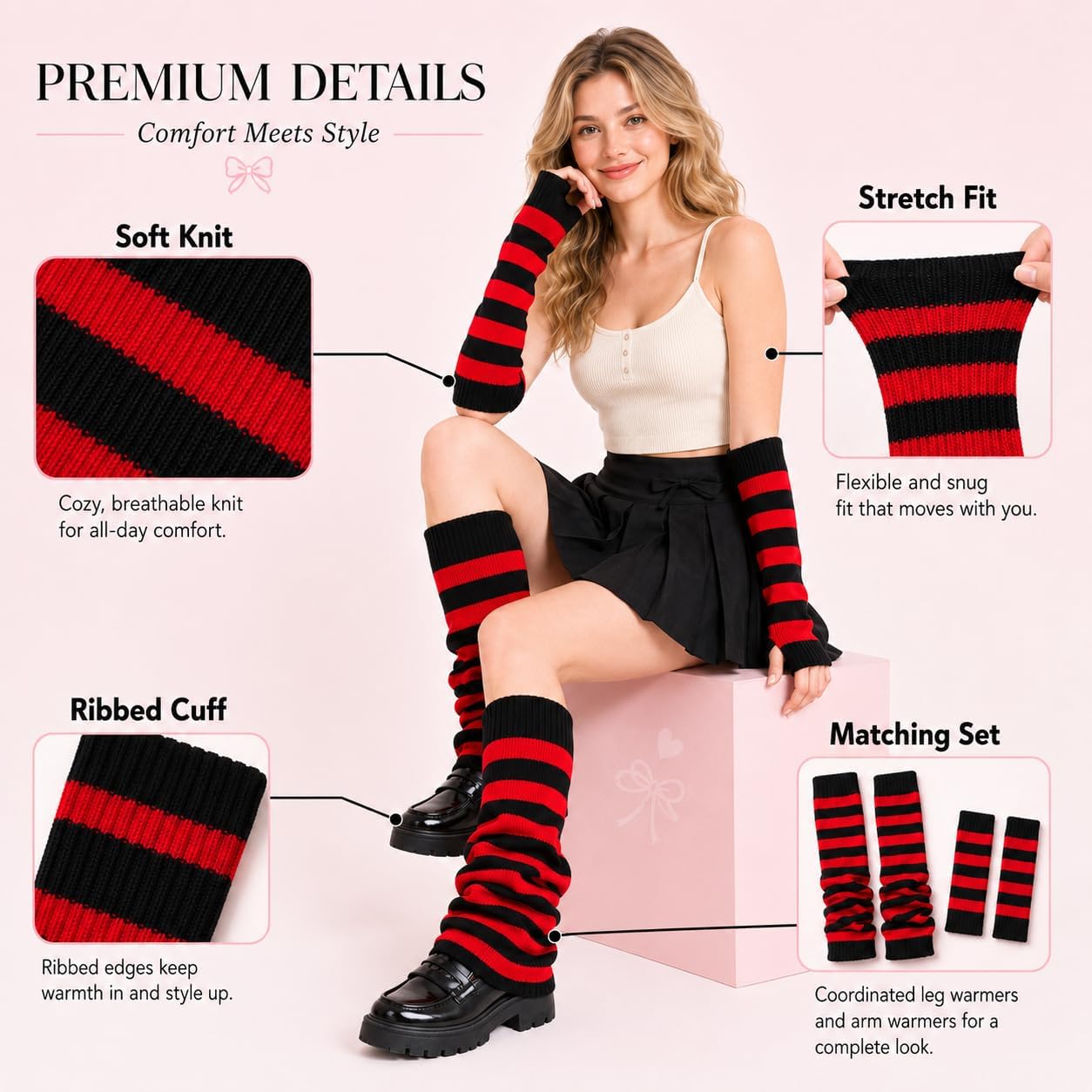 Leg Warmers Knitted Stretchy Y2K Star Skull Gothic Baggy Grunge Lolita Kawaii Gyaru Girls Women Socks Leg Cover