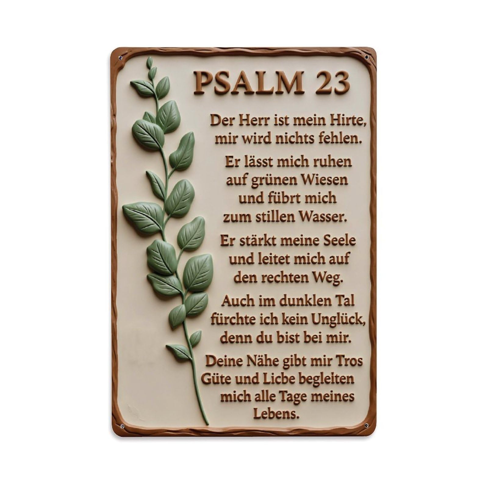 Ldfuieksufg Style German Psalm 23 Green Plant Vintage Wall Sign Vintage Aluminium Metal Sign, Retro Wall Decor For Home, Bar, Garage & Farmhouse 30X20cm