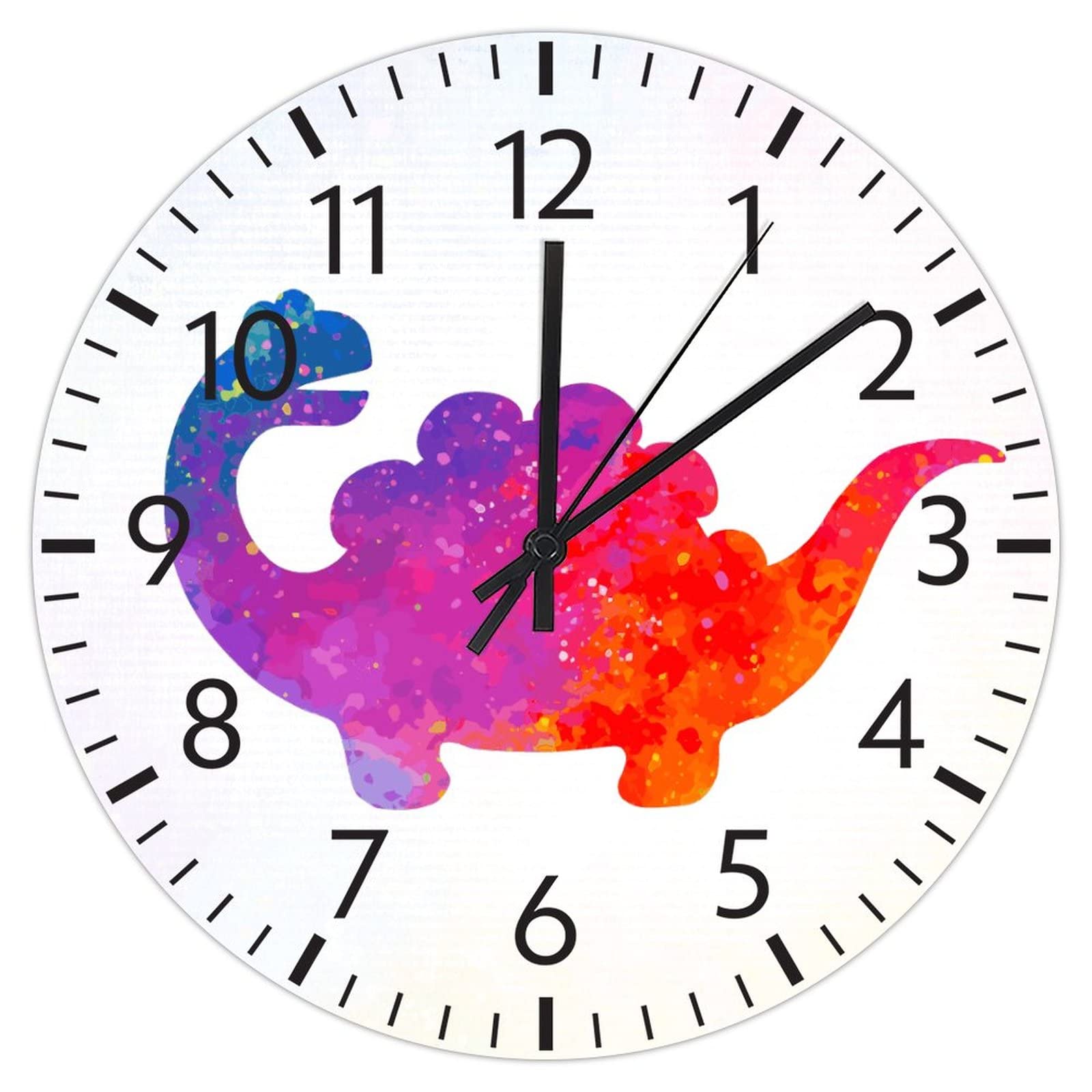 Horloge murale colorée animaux sans tic-tac pour sommeil paisible