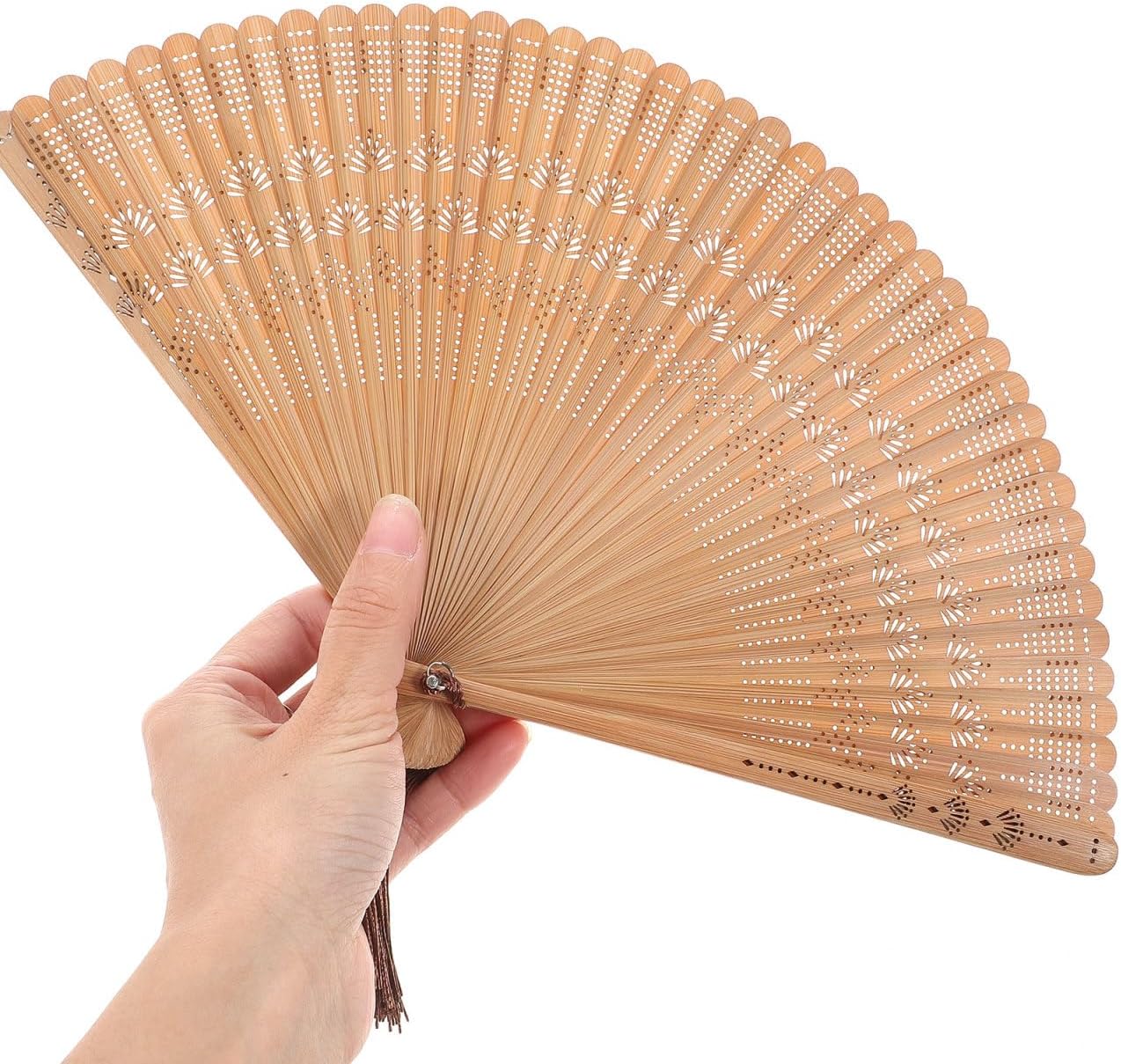BESPORTBLE Bamboo Folding Fan for Women, Vintage Chinese Handheld Foldable Fan, Small Portable Wood Cooling Accessory for Hot Flashes, Church, Wedding Party, Dance Performance, Festival Gift