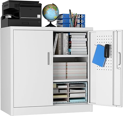 SUXXAN Gabinete de almacenamiento de metal con puertas de bloqueo, gabinete de acero a máquina con estantes, gabinete de almacenamiento de acero con SUXXAN Gabinete de almacenamiento de metal con puertas de bloqueo, gabinete de acero a máquina con estantes, gabinete de almacenamiento de acero con