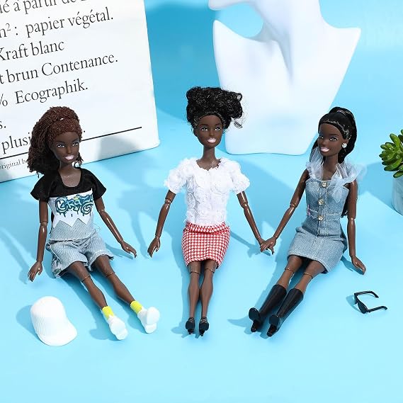 ONEST 5 Sets 11.5 Inches African American Dolls Include 5 Pieces Black Dolls, 5 Pieces Handmade Doll Clothes, 5 Pairs of Doll Shoes