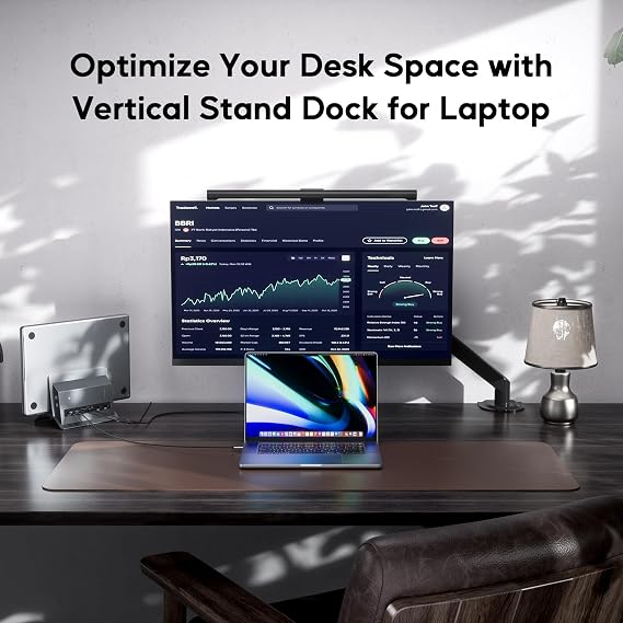 MacBook Pro Air Docking Station, Vertical USB C Laptop Docking Station with M.2 SSD Slot, HDMI 4K@60Hz, 4 USB A/C Max 10Gbps, Ethernet, SD/TF, PD Dock for MacBook/USB-C Win Laptops - Grey