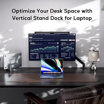 MacBook Pro Air Docking Station, Vertical USB C Laptop Docking Station with M.2 SSD Slot, HDMI 4K@60Hz, 4 USB A/C Max 10Gbps, Ethernet, SD/TF, PD Dock for MacBook/USB-C Win Laptops - Grey