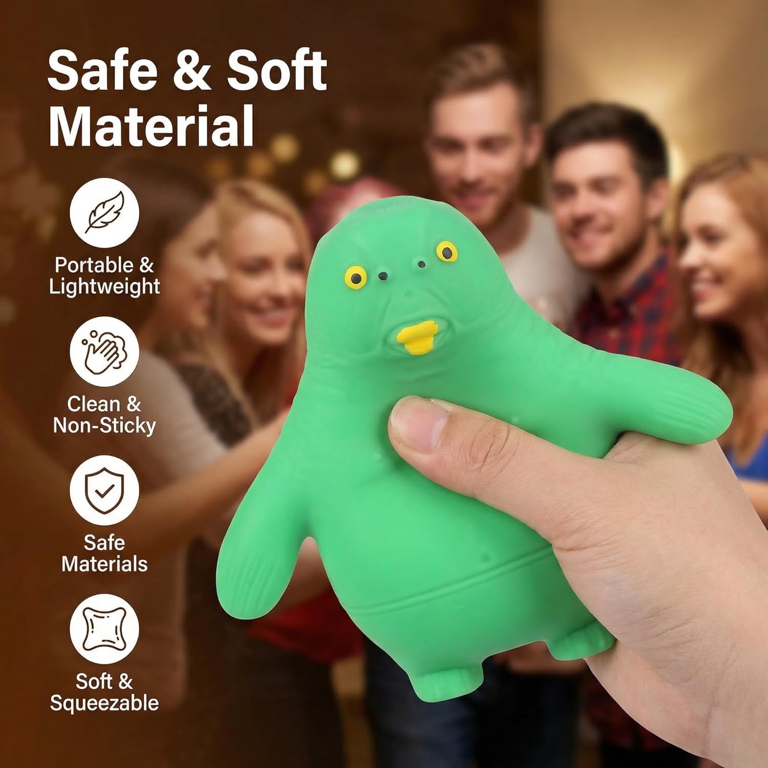 Sand Filled Squishy Toys, Heavy Green Head Fish Figure Stress Toys for Anxiety Relief, 6.3 Inches Stretchy Silent Fidgets Calming Stress Relief Squeeze Gadgets Office Classroom for Adults Men Women