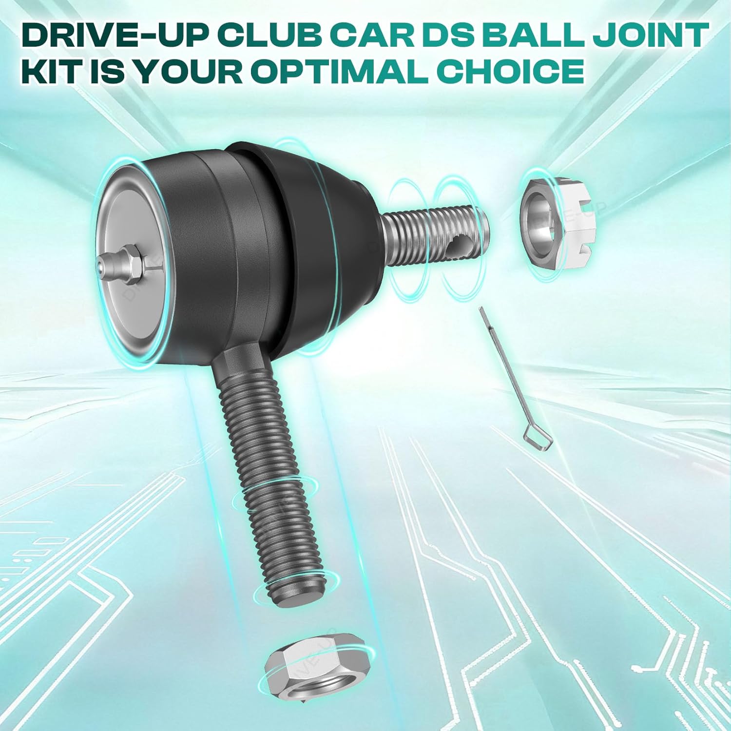 Ball Joint Kit,Set of (3) Tie Rod End with grease fitting Fits for Club Car DS Golf Carts (1976-2008)