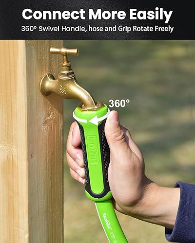 Miniatura 4 de RAINPOINT Manguera de jardín de 50 pies, manguera de agua flexible y resistente con mango giratorio, ligera, goma híbrida, 58 pulgadas, macho a