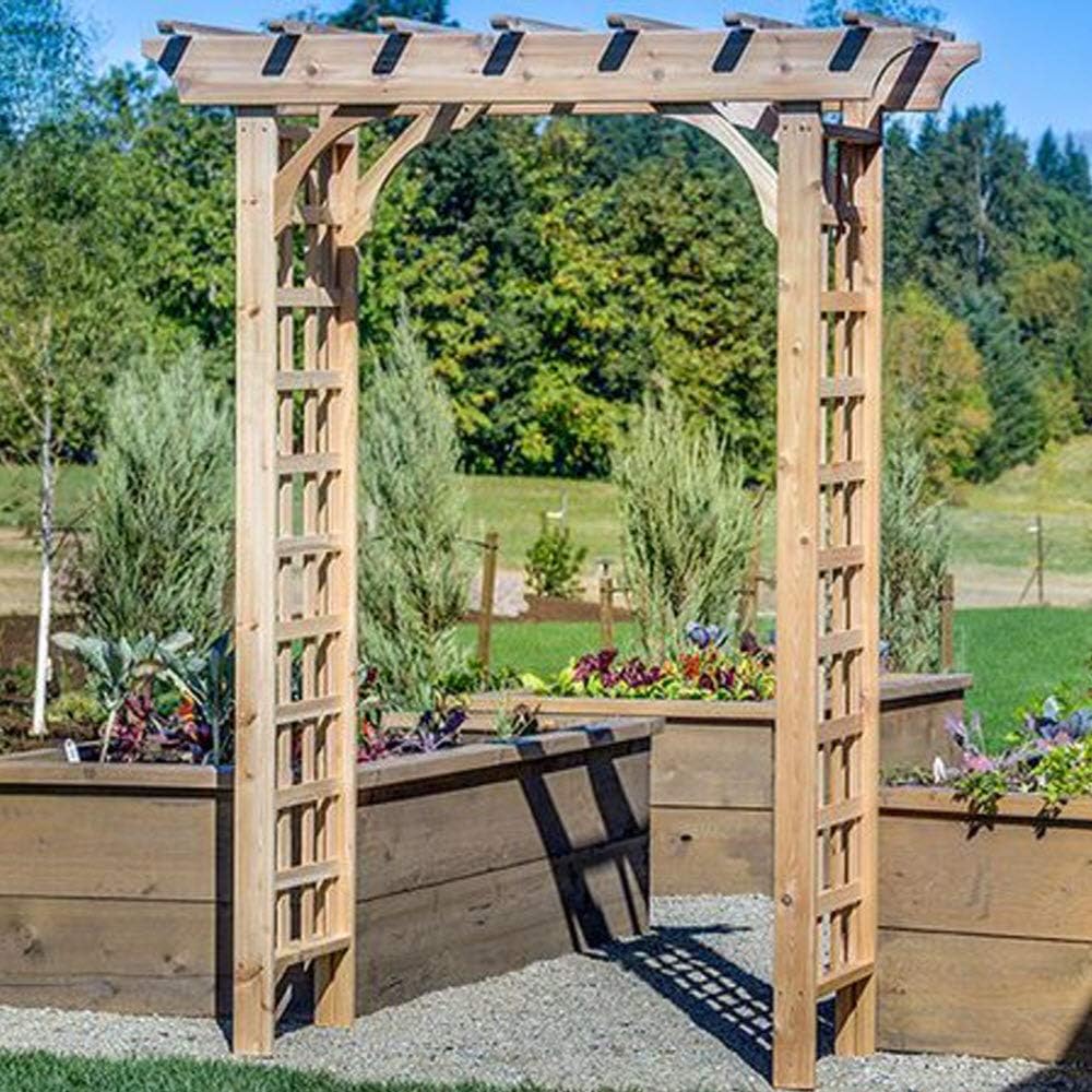 Arboria 820.1485 Vine Leaf Arbor Cedar Wood Classic Pergola Design Anchors Included, Over 6.5 ft High